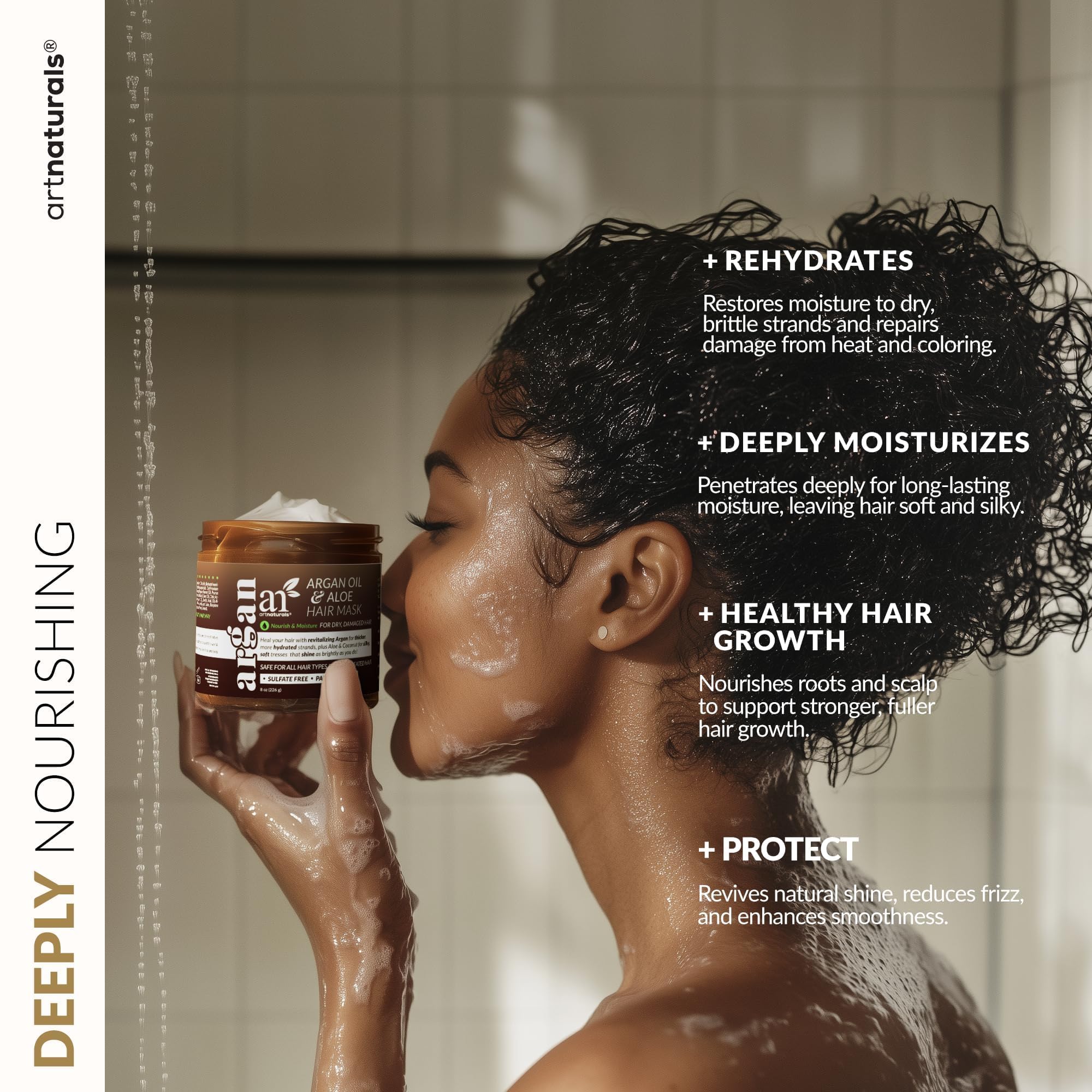 Artnaturals Argan Oil Hair Mask Conditioner and Satin Bonnet Set (8 Oz/226g) 5