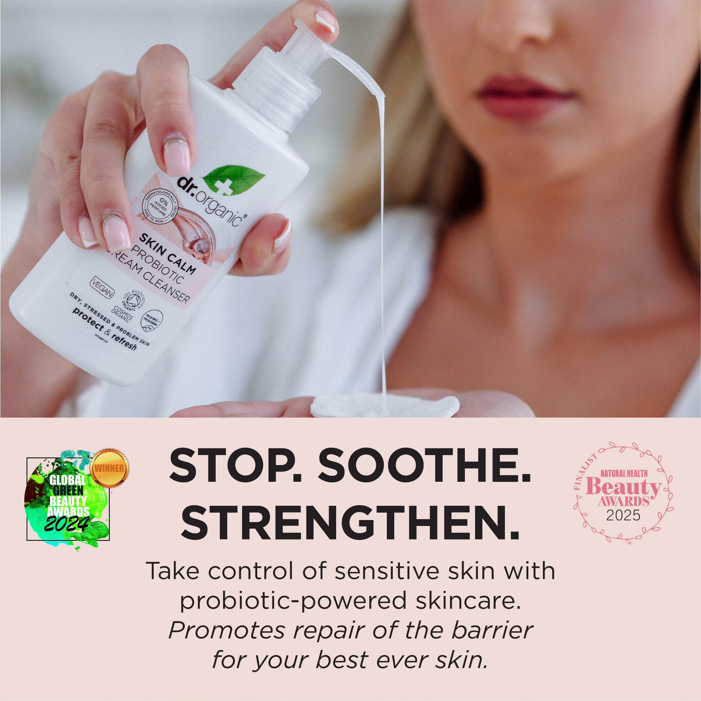 Dr Organic Skin Calm Probiotic Cream Cleanser for Sensitive & Problem Skin