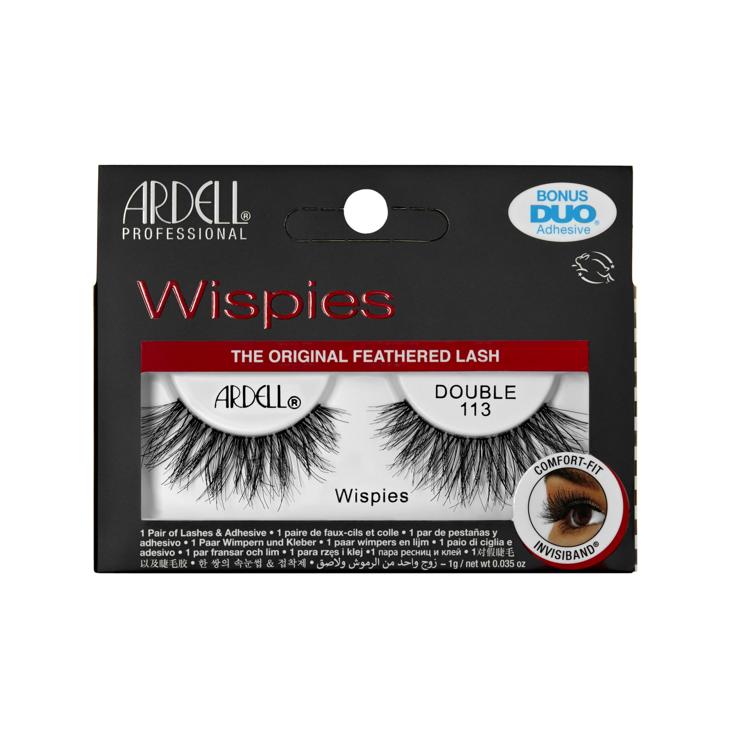 Ardell Double Wispies 113 False Eyelashes with Duo Adhesive, Medium Volume