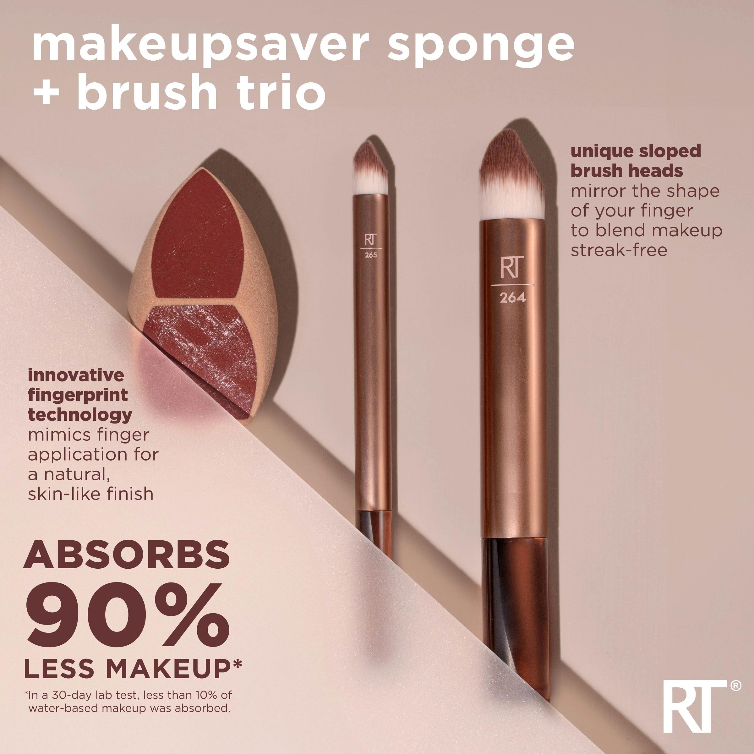 Real Techniques Makeupsaver Sponge + Brush Trio for Foundation and Concealer