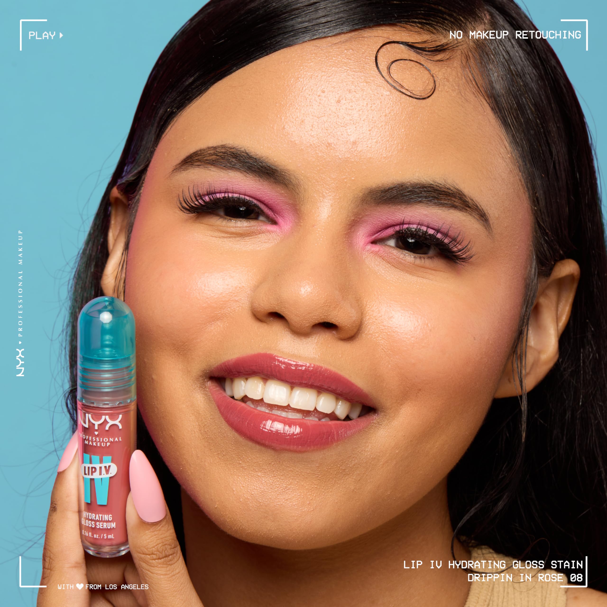 NYX Professional Makeup Lip IV Hydrating Gloss Stain - Red-y.Set.Wet! - 12 Hour Hydration 8