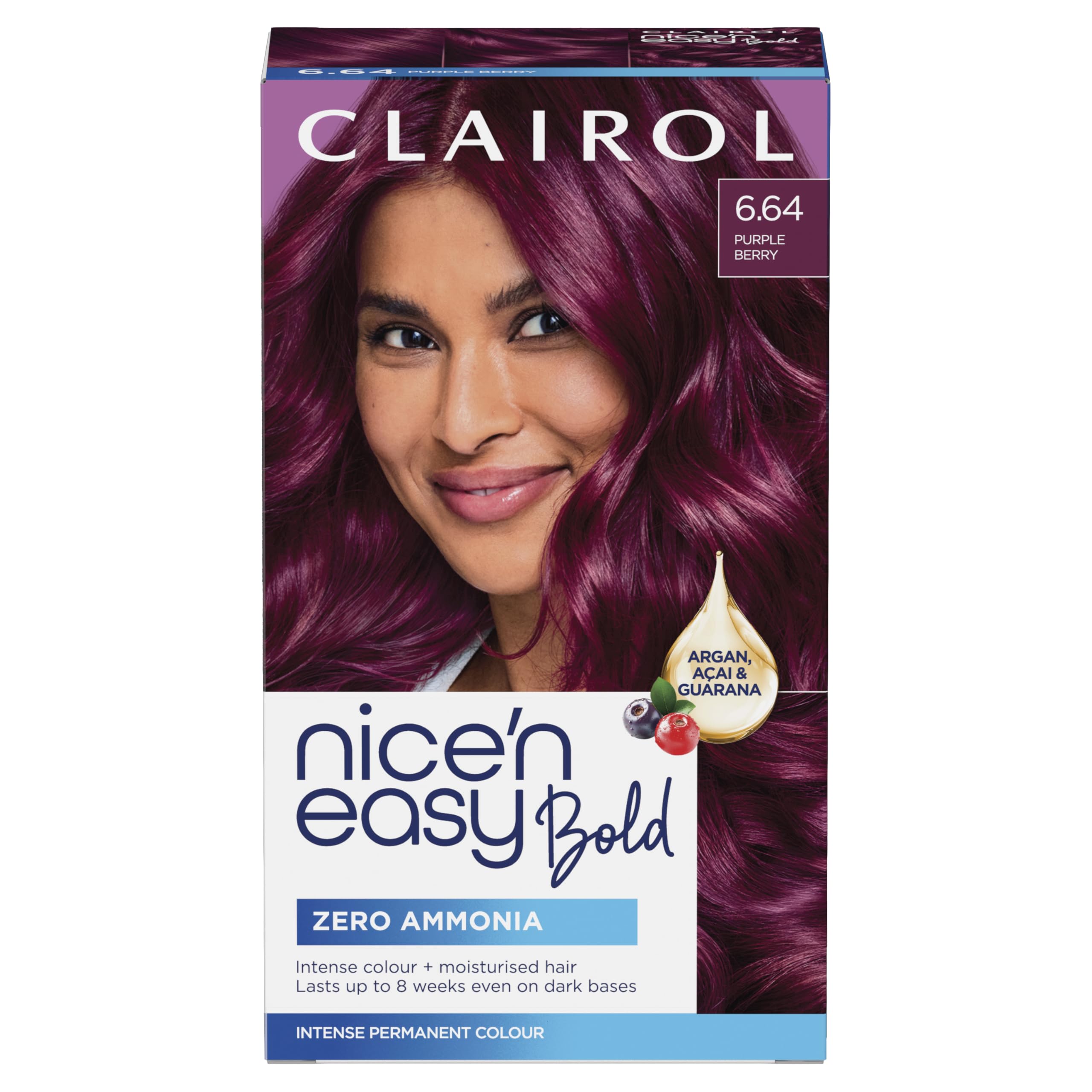 Clairol Nice N Easy Permanent Bold Hair Dye 6.64 Purple Berry Zero Ammonia