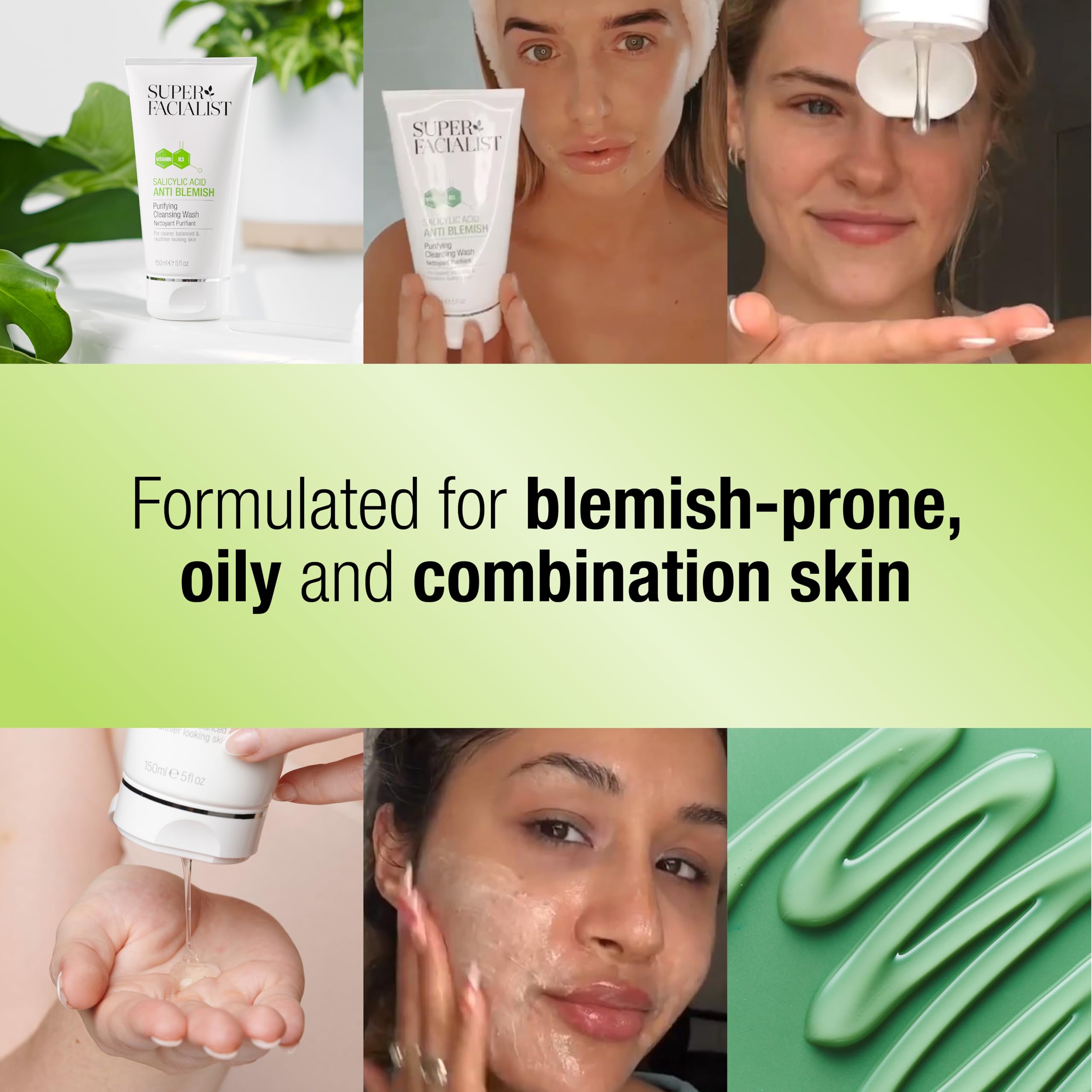 Super Facialist – Reinigungsgel mit Salicylsäure, Niacinamid (Vitamin B3), für reine und klare Haut und zur Behandlung von Akne, 150 ml 5