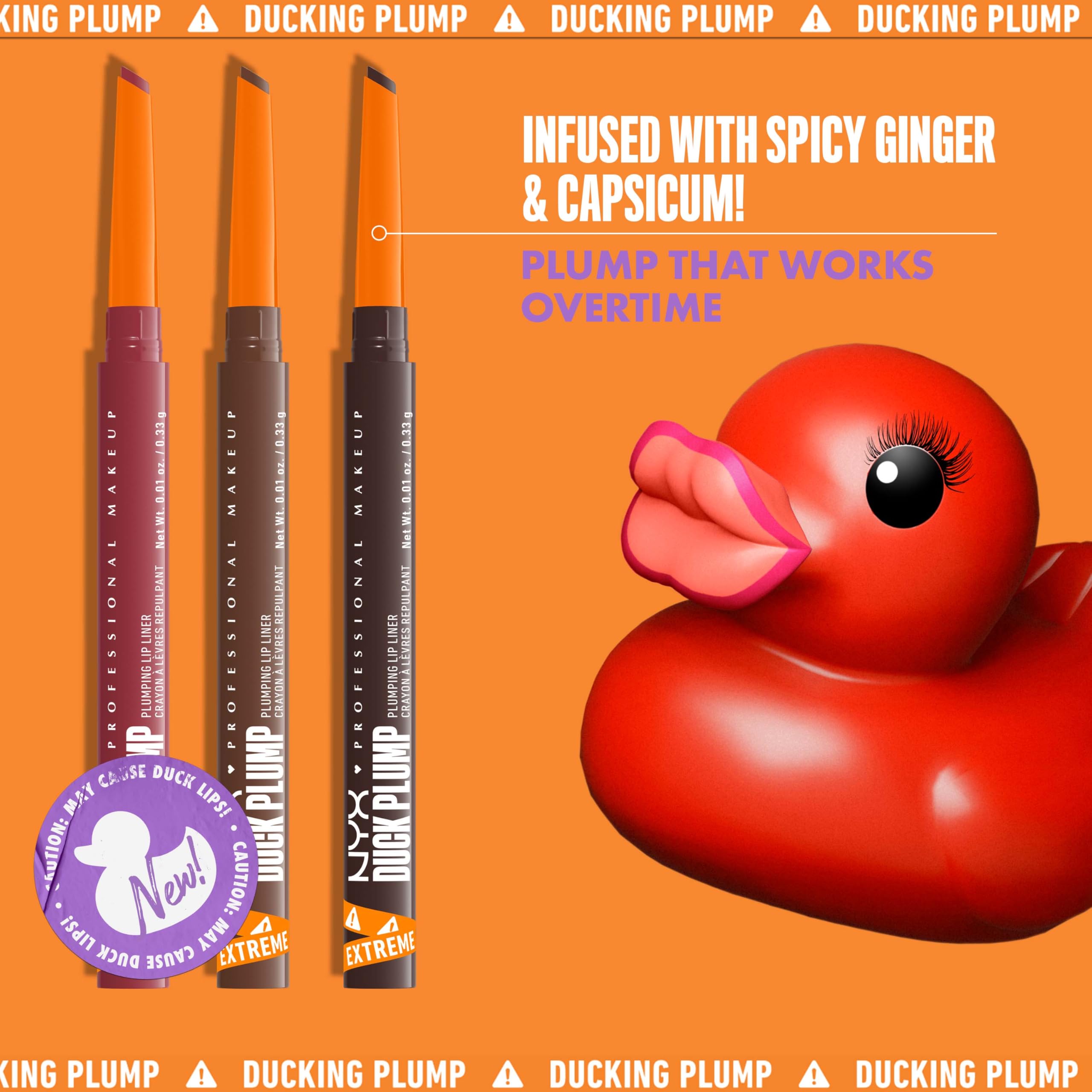 NYX Professional Makeup Plumping Lipliner, Lipliner, bis zu 10 Stunden Halt, mattes Finish, Duck Plump, Nude Flip 3