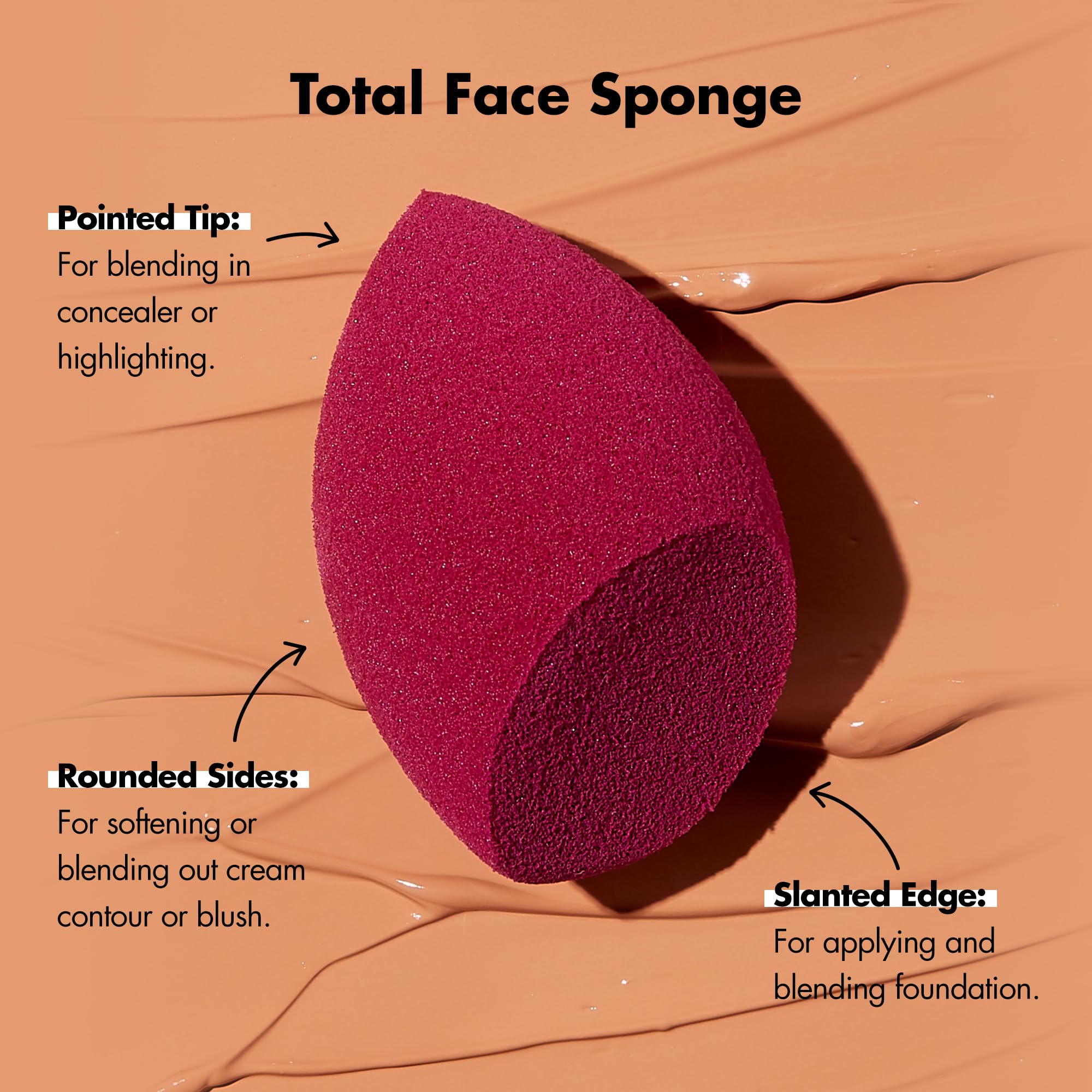 e.l.f. Total Face Sponge: Multi-Sided, Latex-Free Tool for Flawless Foundation & Highlighting