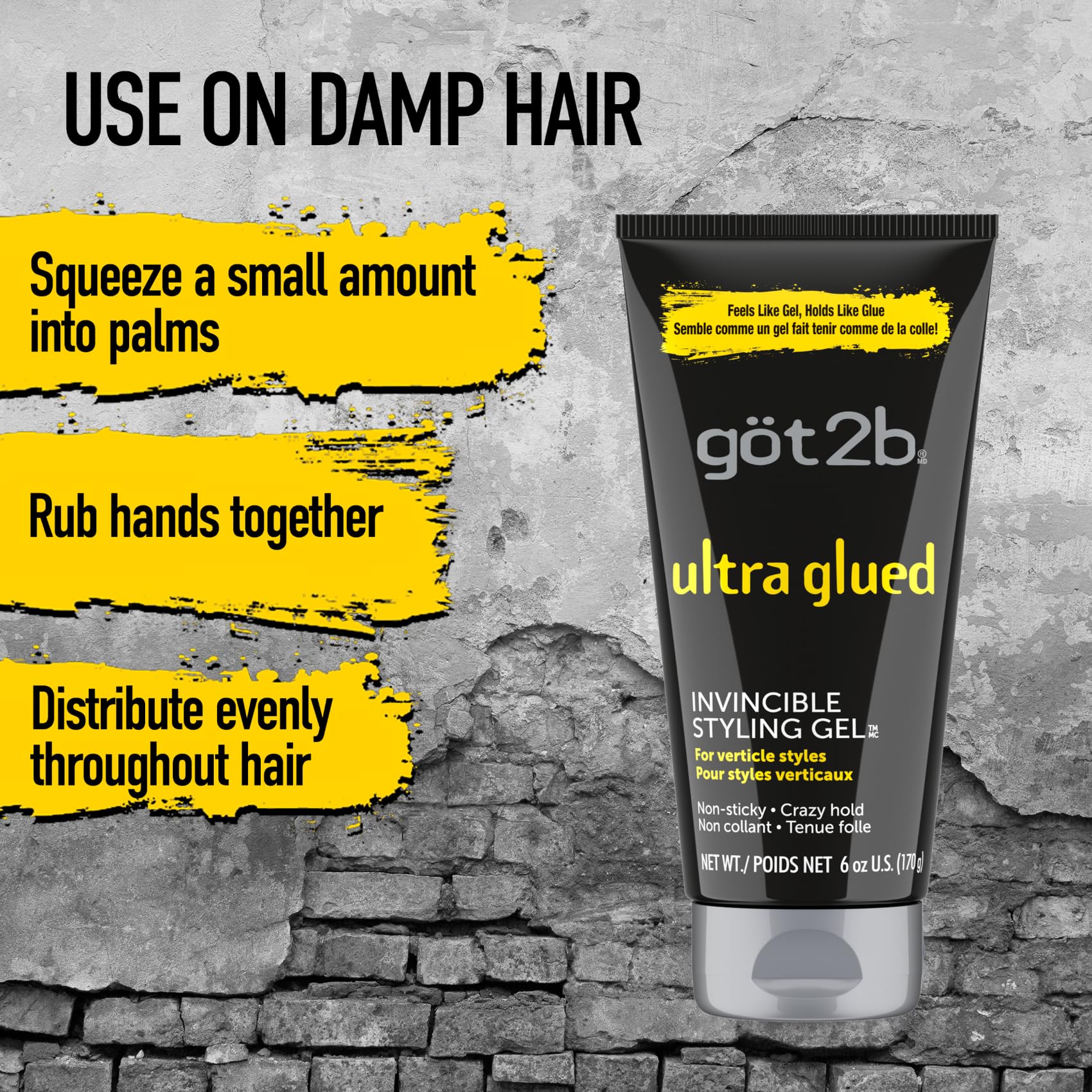 Schwarzkopf got2b Glued Ultra Styling Hair Gel for 48H Extreme Hold, Vegan, 150 ml 4