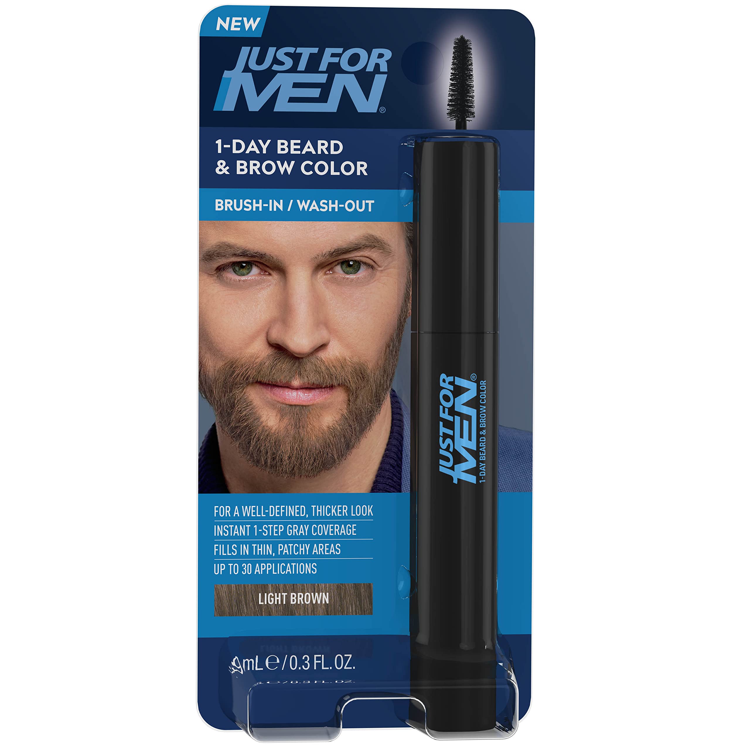 Just For Men 1-Day Beard and Brow Colour Brush for Instant Grey Coverage