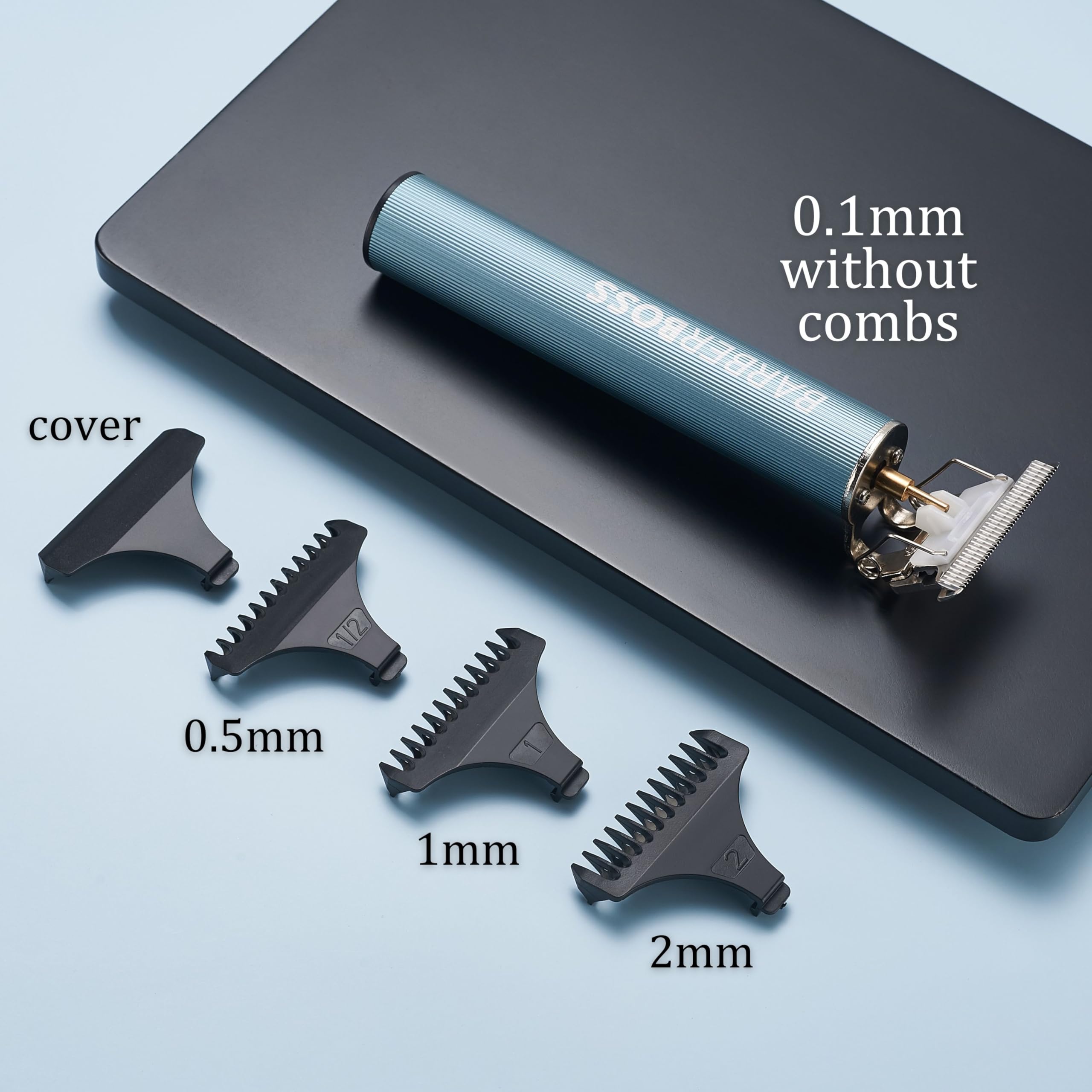 BARBERBOSS Cordless T-Blade Beard Trimmer for Men with 3 Guide Combs - Precision Hair Clipper 4