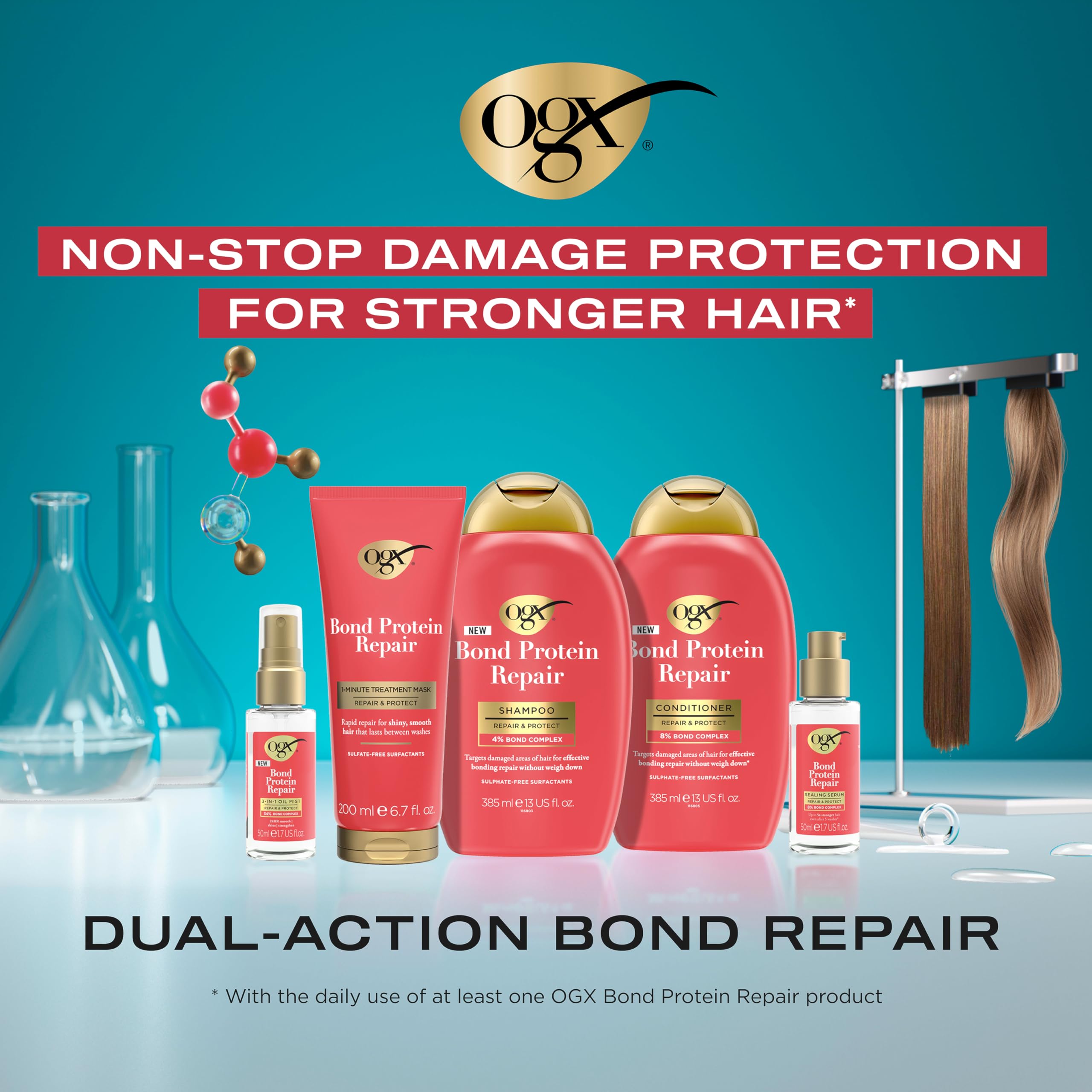 OGX Bond Protein Repair Shampoo with 4% Bond Complex for Damaged Hair, 385ml 5