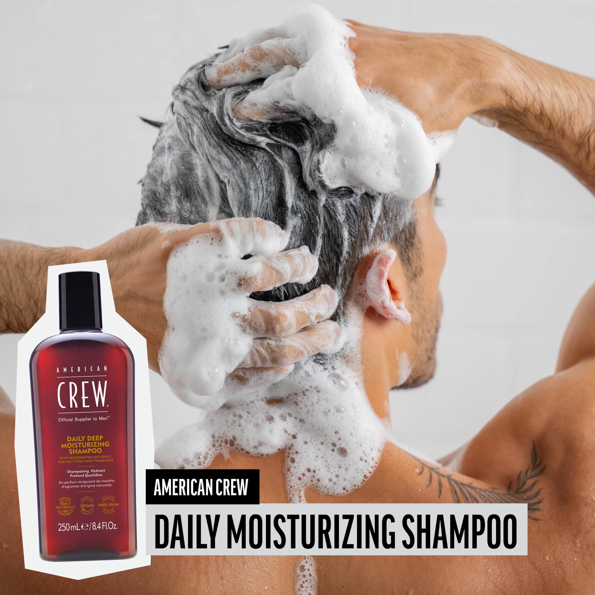 American Crew Daily Deep Moisturising Shampoo for Normal to Dry Hair, Vegan & Silicone Free (250ml) 3