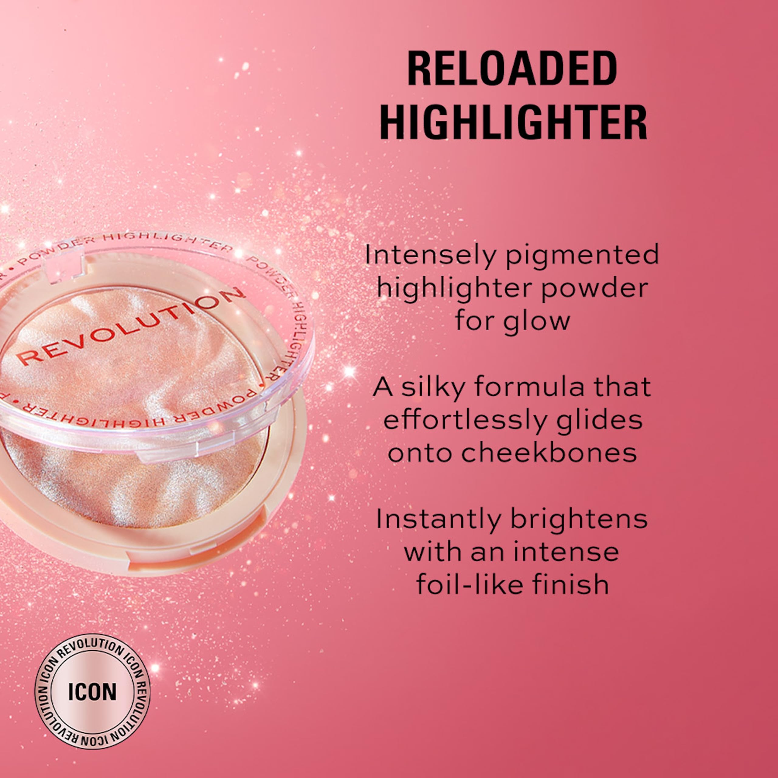 Makeup Revolution Reloaded Highlighter Powder for Brighten, Glow & Shimmer