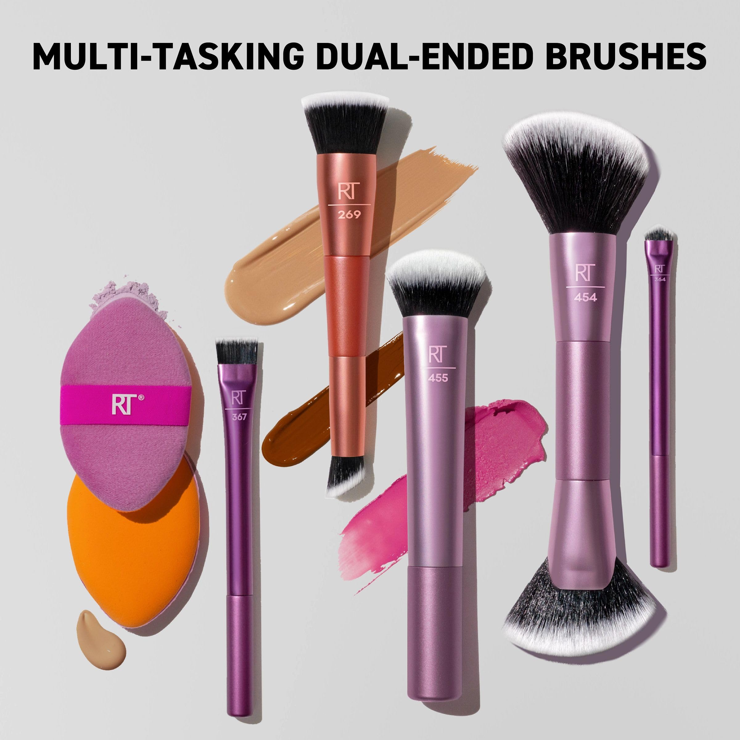 Real Techniques Big Blends Energy Brush + Dual-Sided Puff 6 Piece Makeup Kit 4