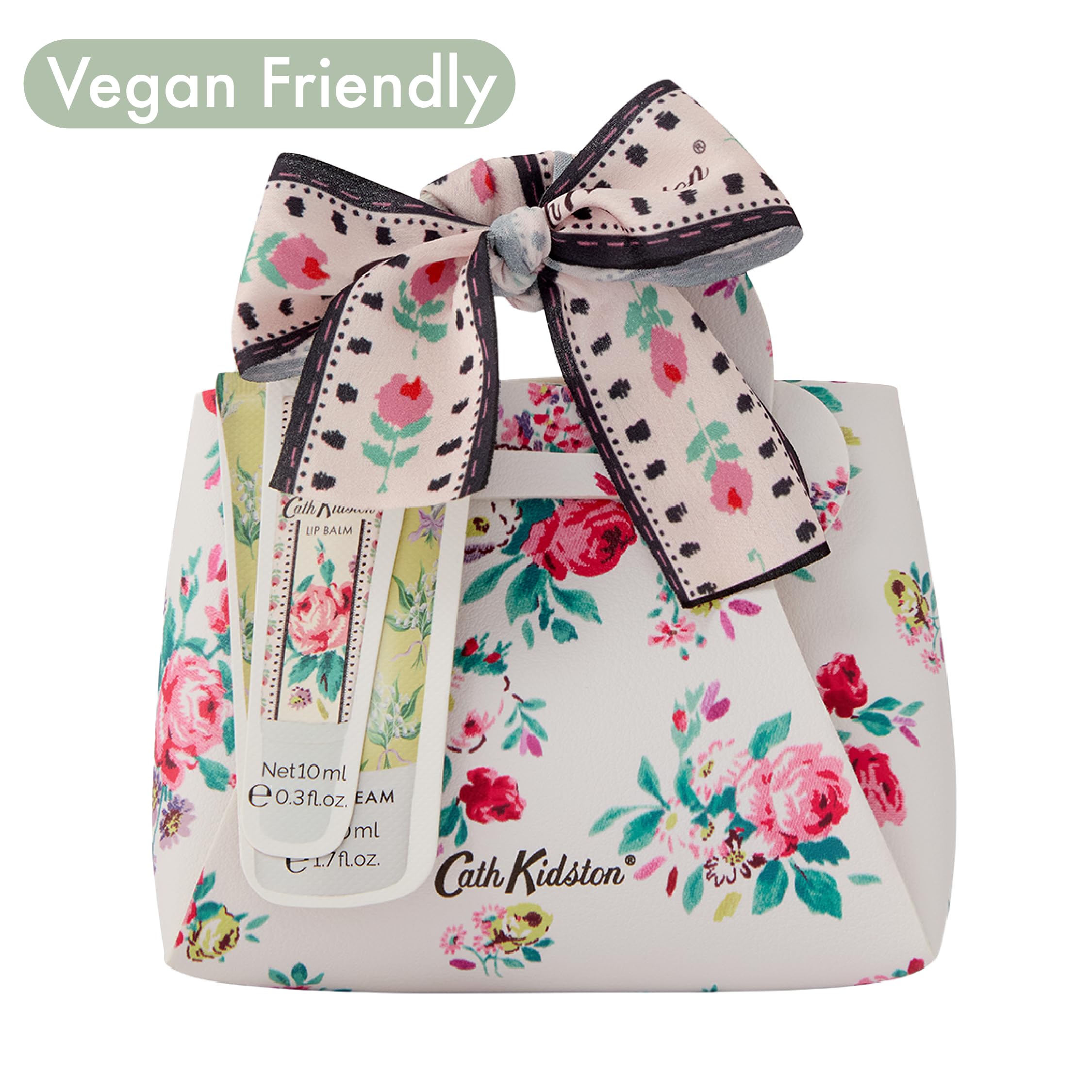 Cath Kidston Hand Cream & Coconut Lip Balm Gift Set in Rose Print Mini Handbag 6