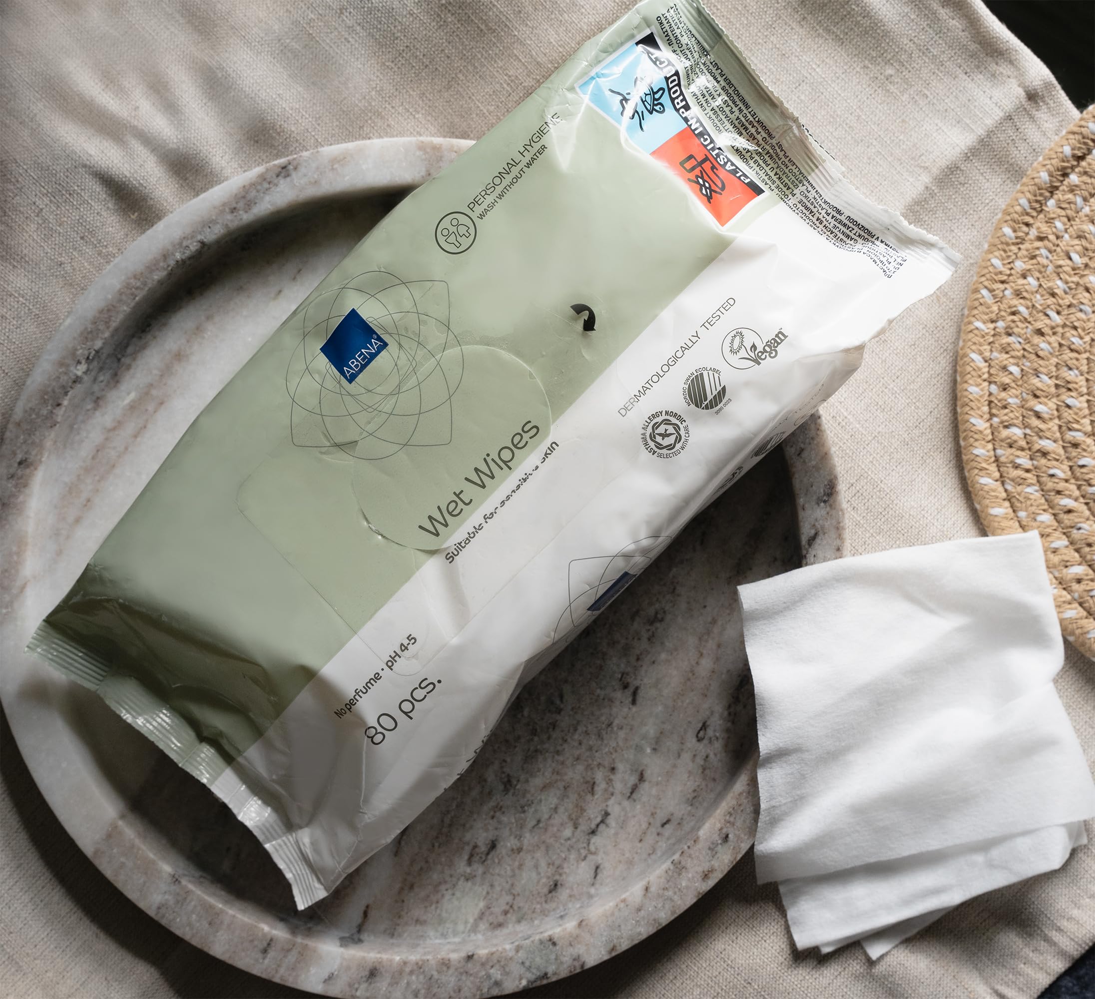 ABENA Moist Skin Cleansing Wipes Refill (80 Pcs) - Asthma-Allergy Certified 6