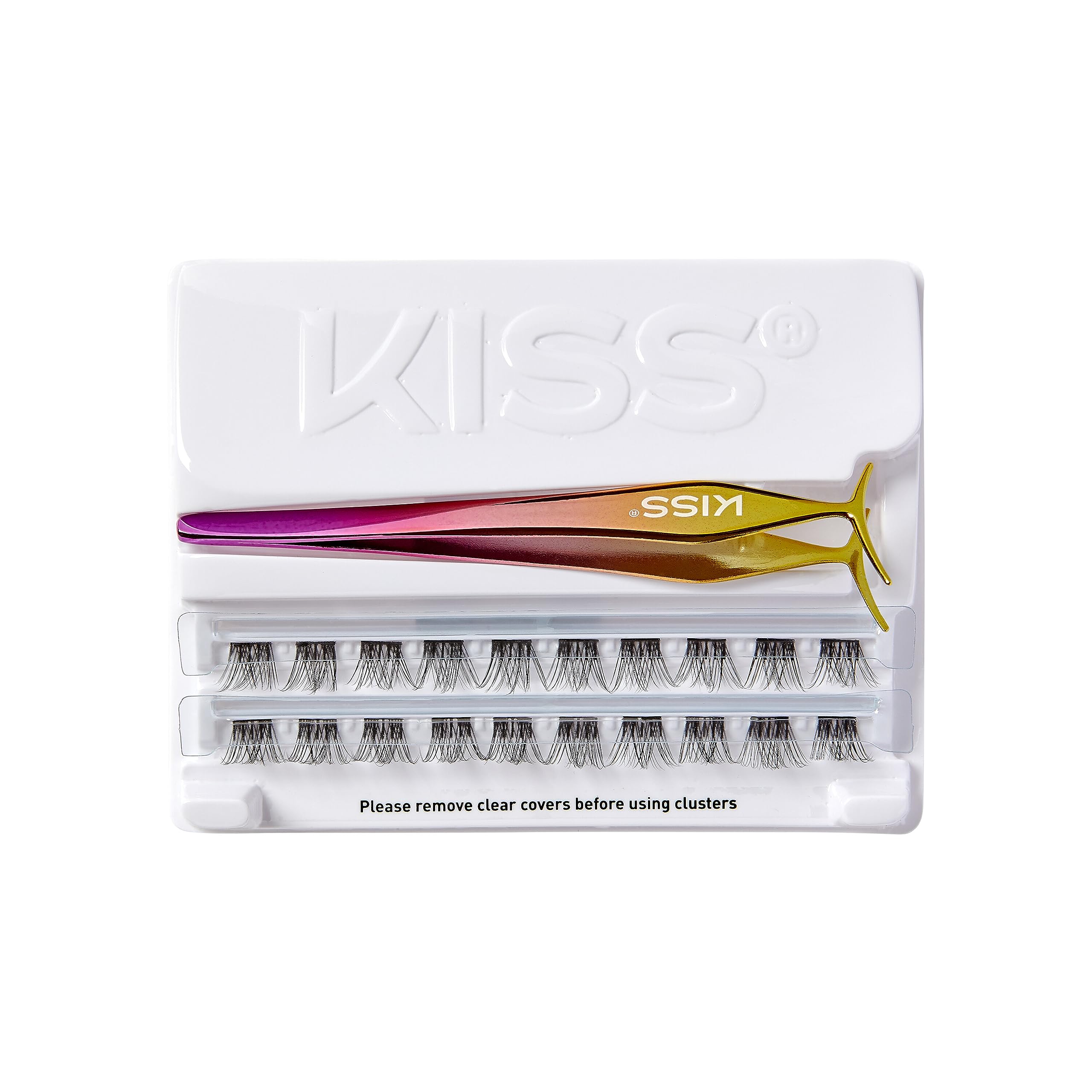 KISS imPRESS Press-On Falsies Eyelash Clusters Kit, Voluminous, Black, No Glue Needed 8