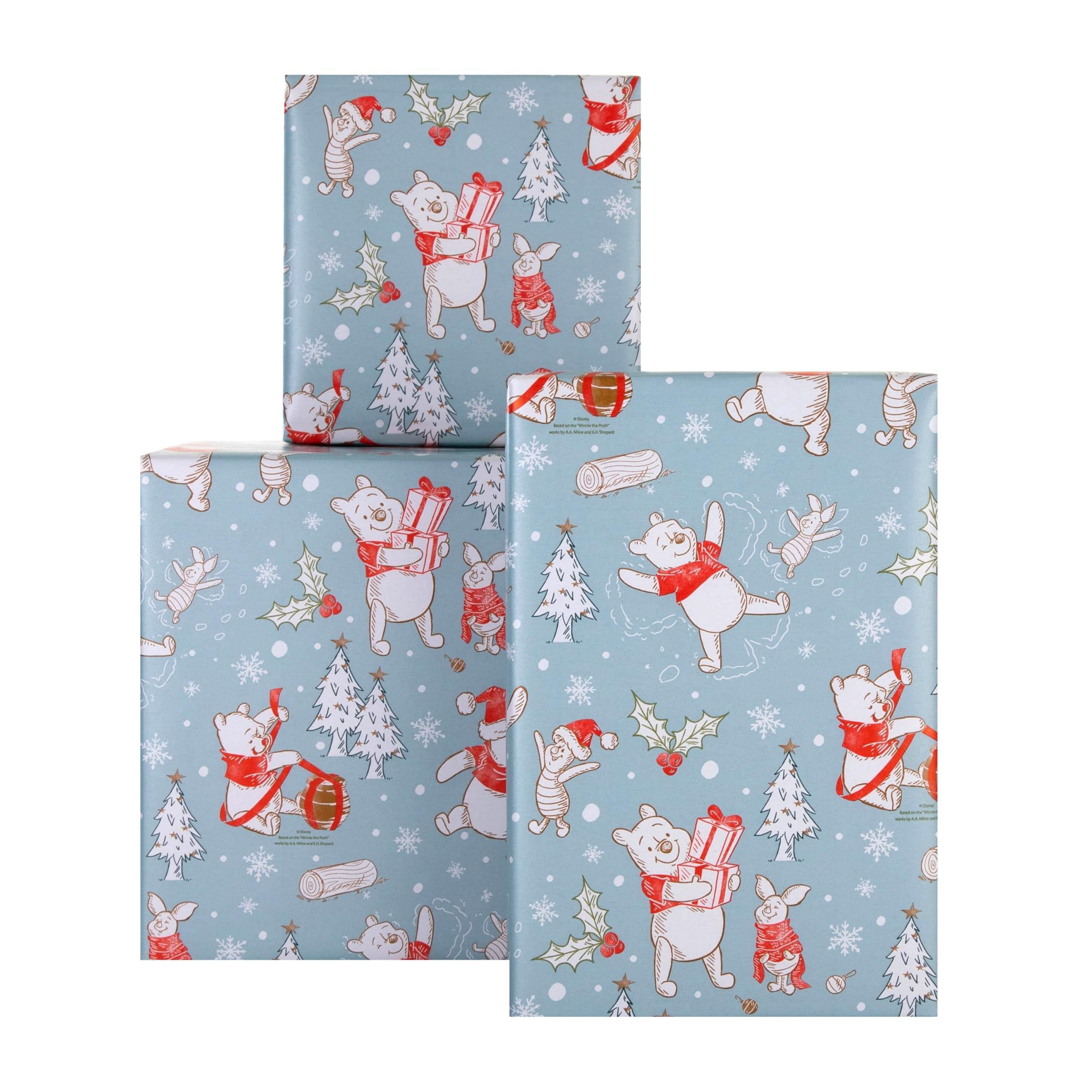 Hallmark Disney Winnie the Pooh Christmas Wrapping Paper 3-Roll Multipack (3 x 4M)