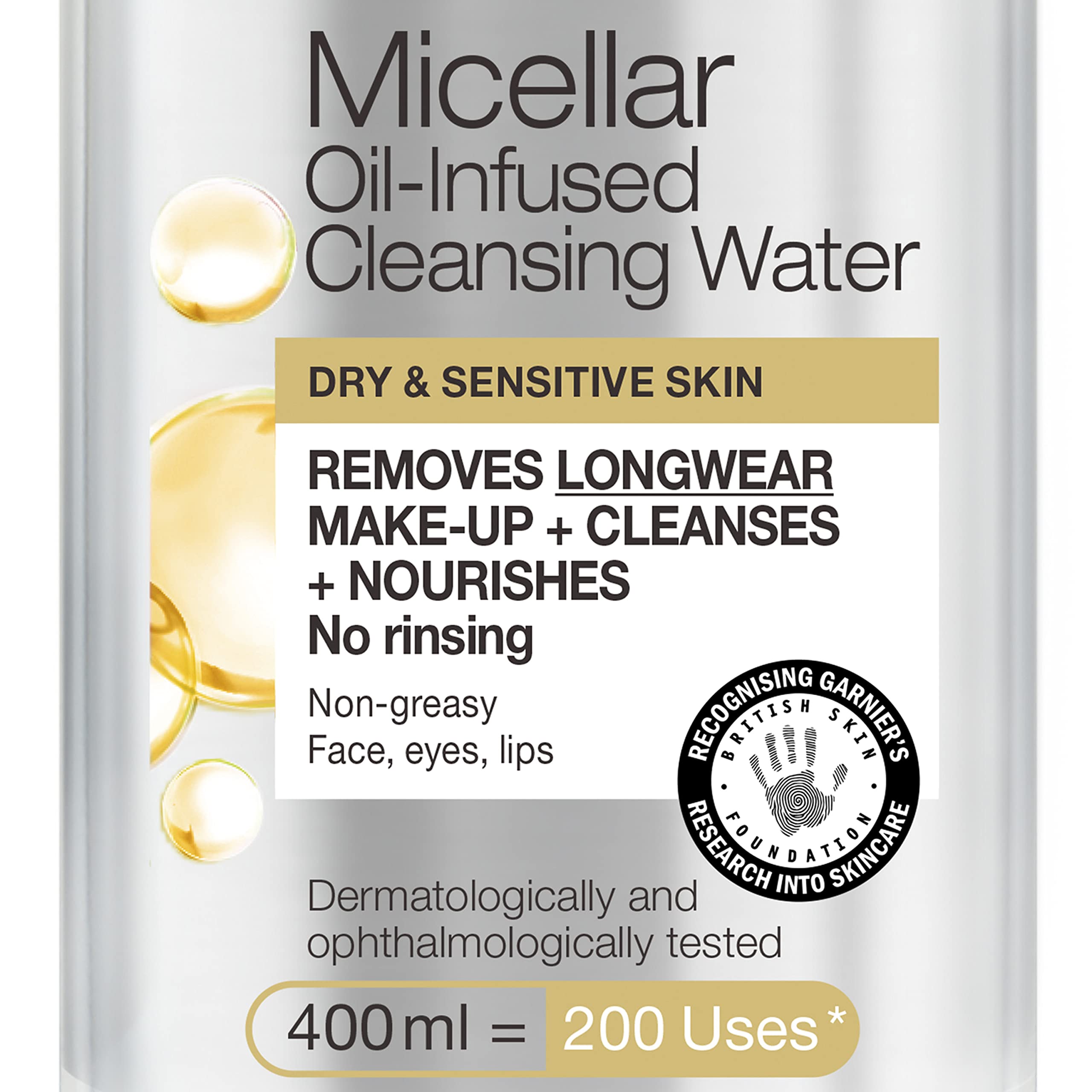 Garnier Micellar Cleansing Water, Oil-Infused for Makeup Removal, 400ml