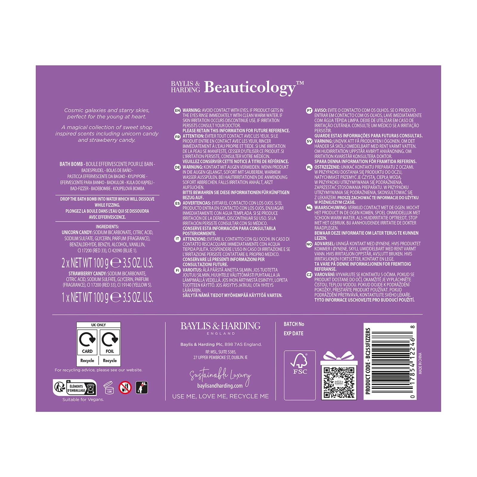 Baylis & Harding Beauticology Cosmic Bath Bomb Trio Gift Set - Vegan Friendly Sweet Scents 7