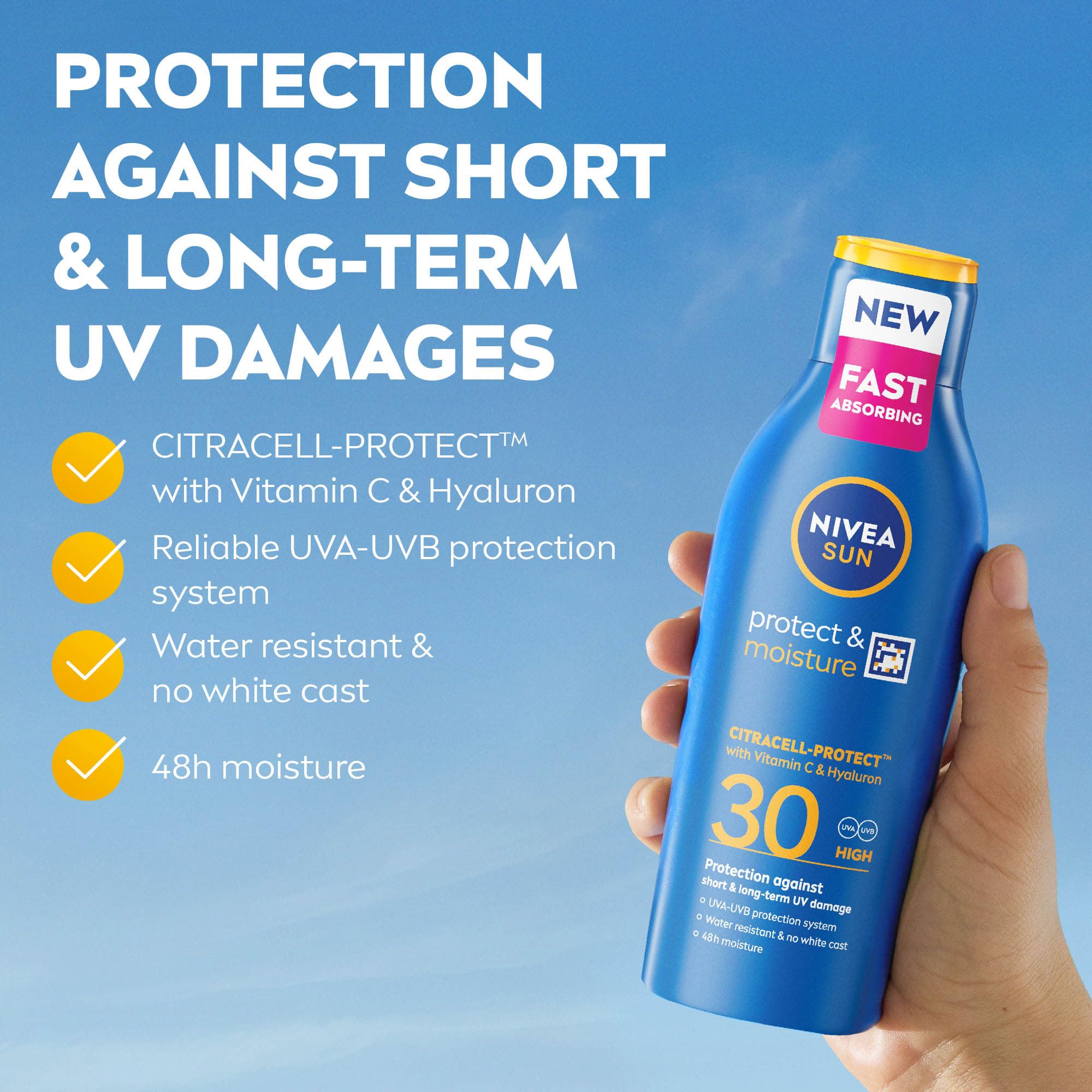 NIVEA SUN Protect & Moisture Sun Lotion SPF 30 with Vitamin E, 48H Moisture, 200 ml 3