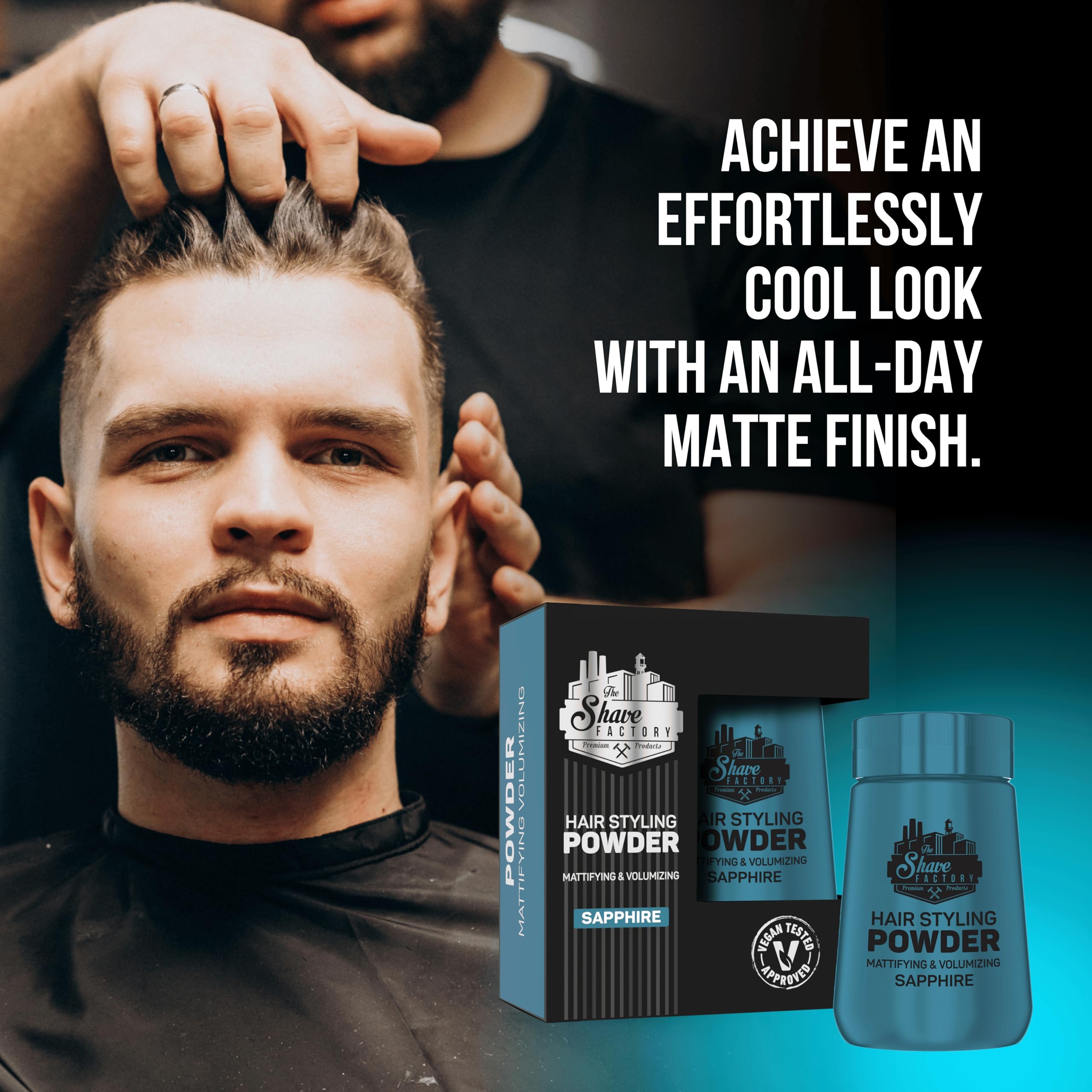 The Shave Factory Hair Styling Powder - Mattifying, Volumizing, and Texture Enhancing (20g, Sapphire) 5