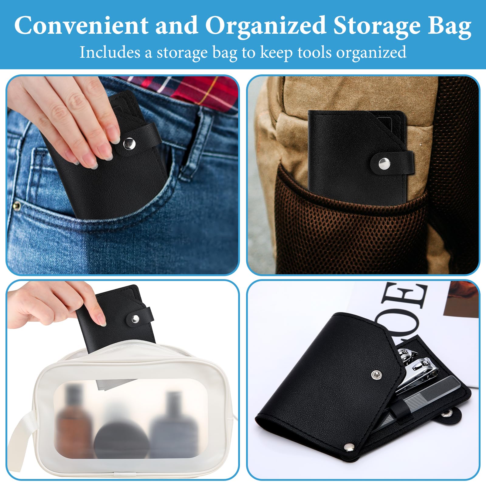 Euqvunn 3 Pcs Carbon Steel Nail Clipper Set for Thick Nails with File 6