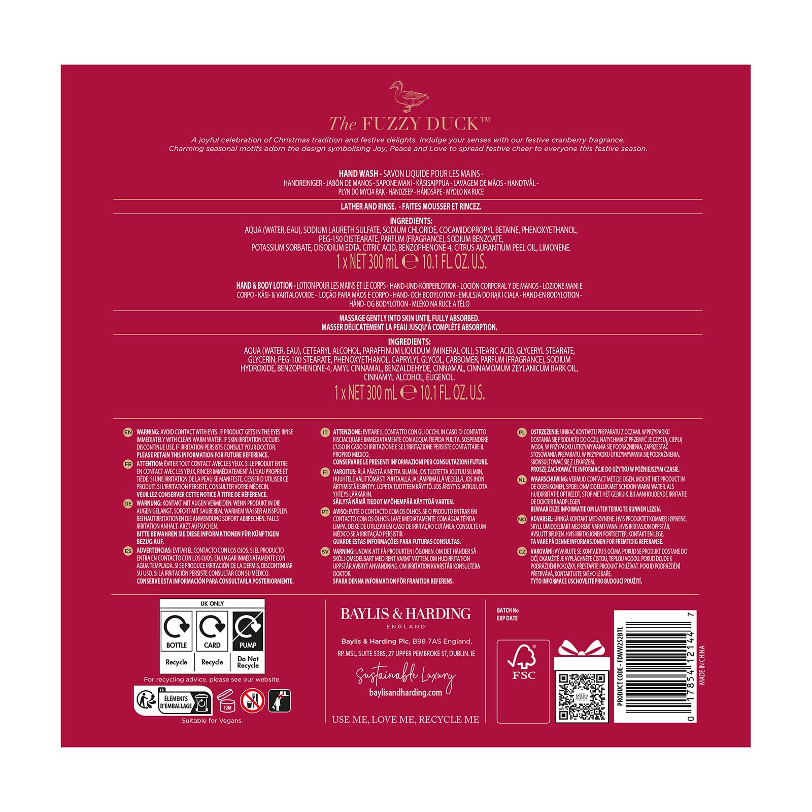 Baylis & Harding Fuzzy Duck Winter Wonderland Luxury Hand Care Gift Set with Lotion & Wash 6