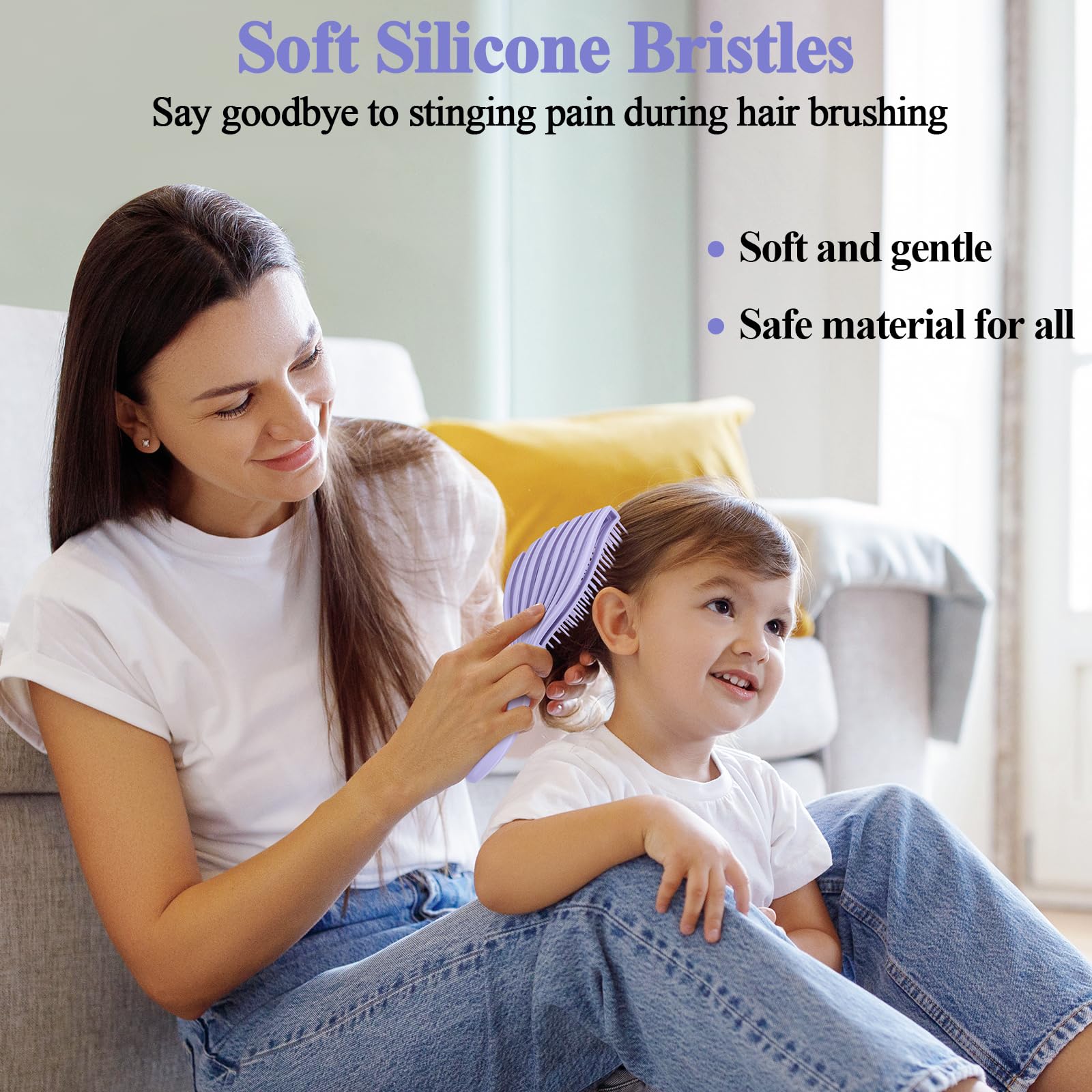 Euqvunn Flexible Purple Detangle Hair Brush for Wet & Dry Hair 5