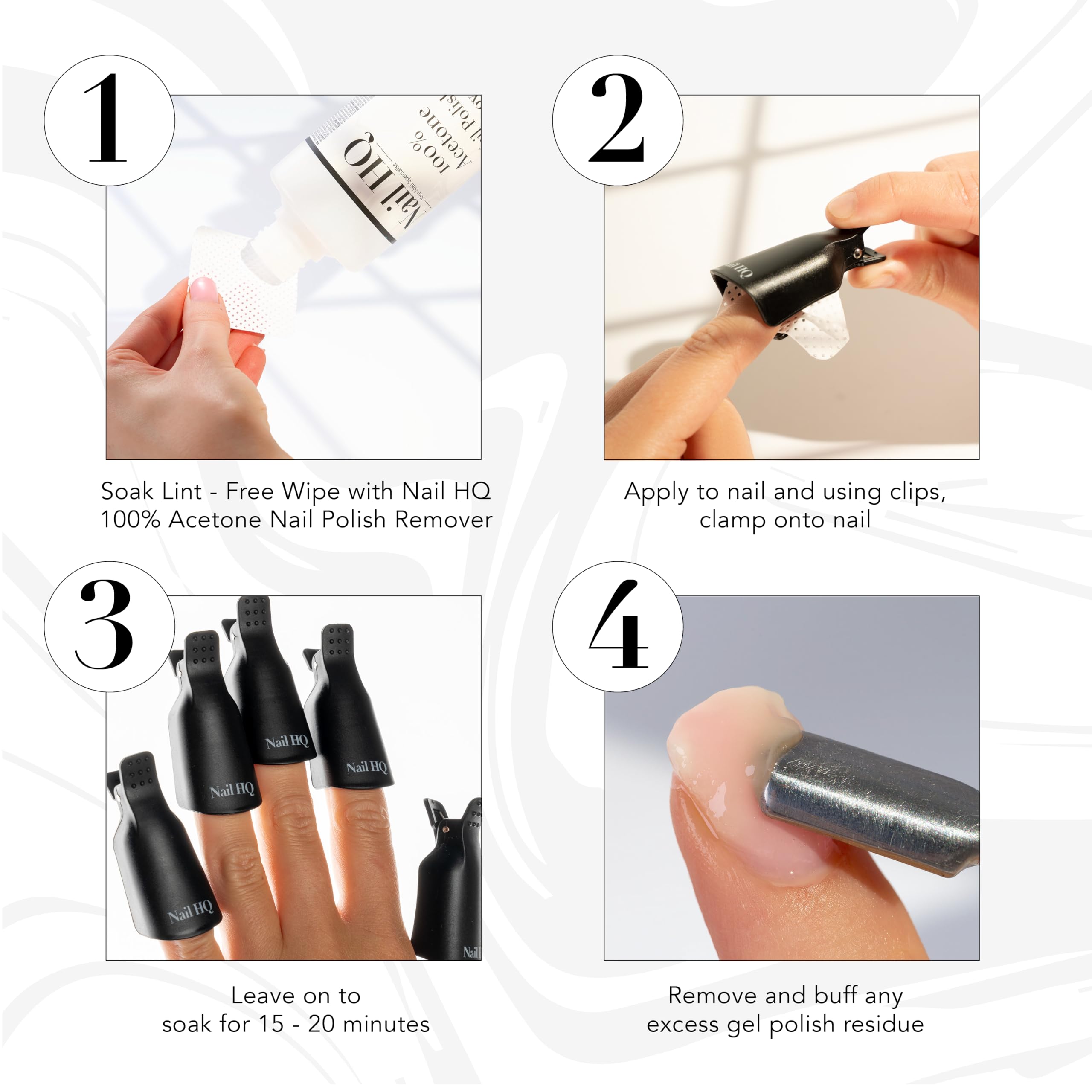 Nail HQ Soak-Off Nail Clip Kit with 10 Reusable Clips and 50 Lint-Free Wipes 7