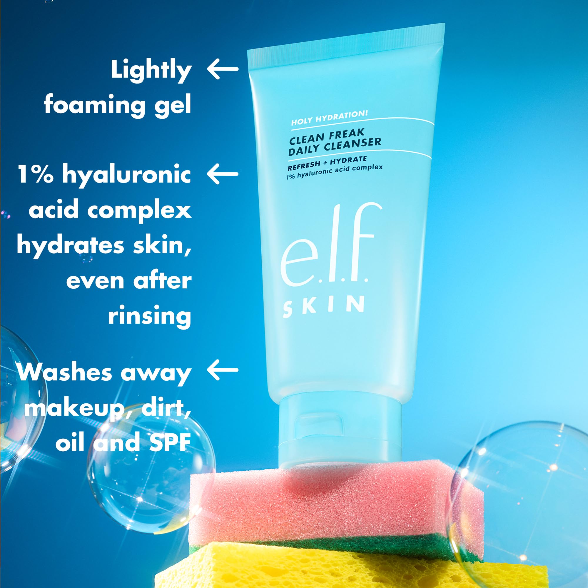 e.l.f. SKIN Holy Hydration! Clean Freak Daily Cleanser Gel with Hyaluronic Acid 3
