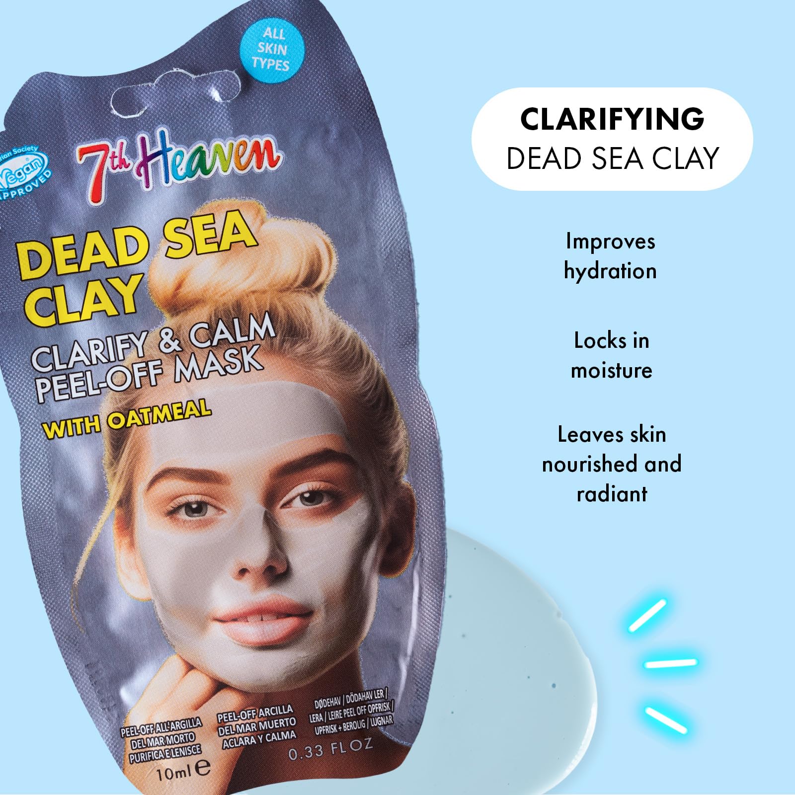 7th Heaven Dead Sea Clay Peel Off Face Mask with Oatmeal for Clarifying and Calming 4
