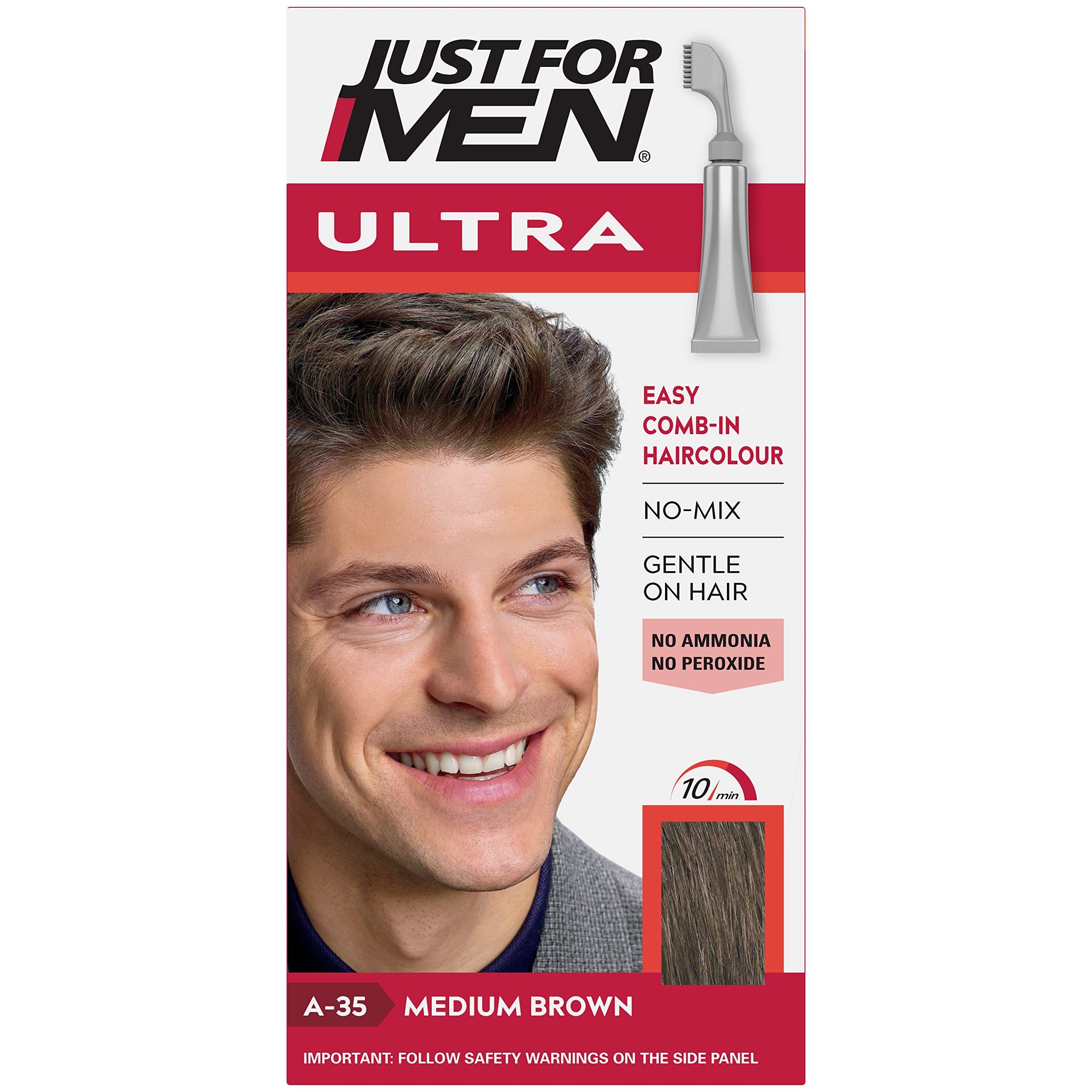 Just for Men Ultra Medium Brown Hair Colour Dye A35 with AutoStop Technology