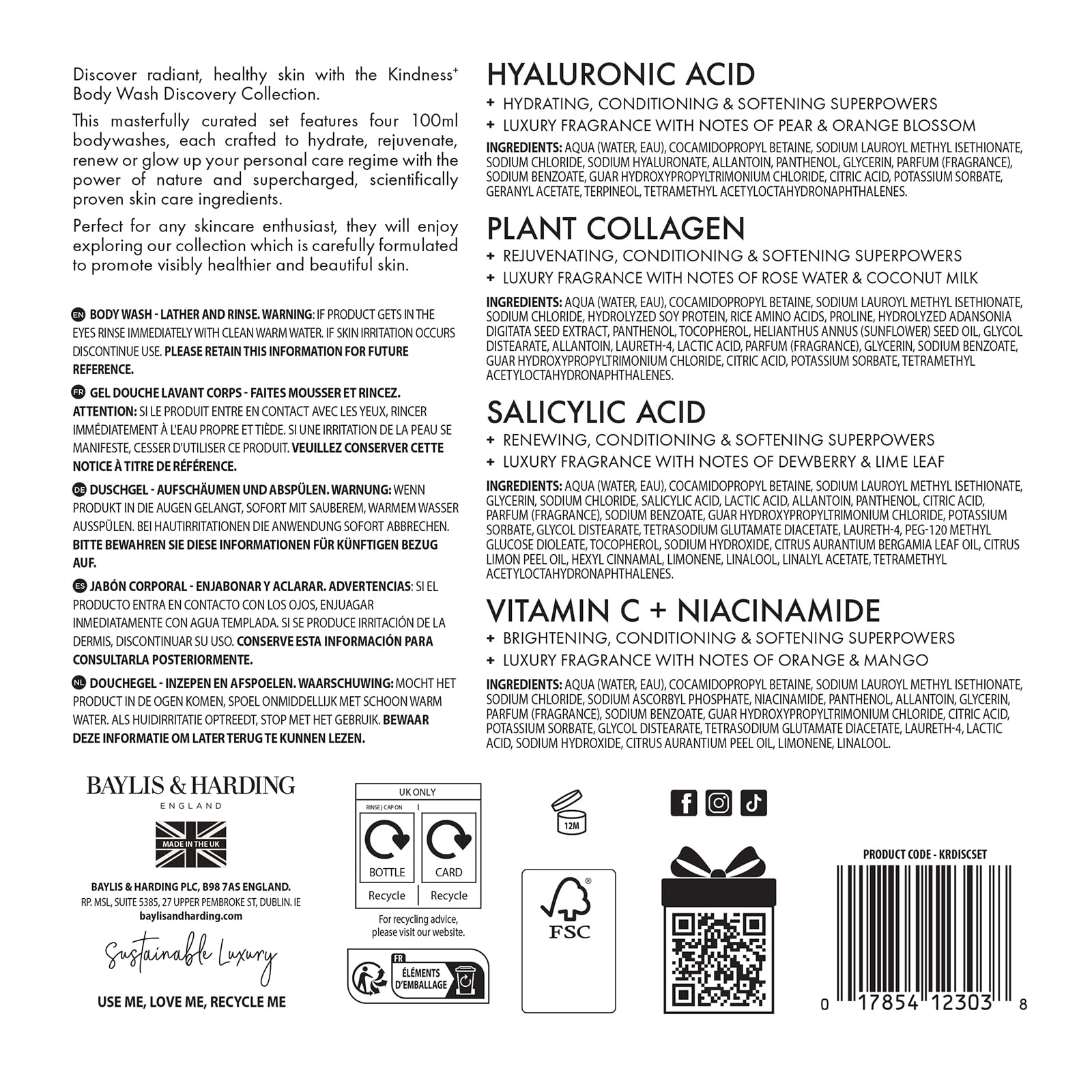 Baylis &amp; Harding Kindness+ Sortiment Entdeckungsgeschenkset - Veganfreundlich (Packung) 9