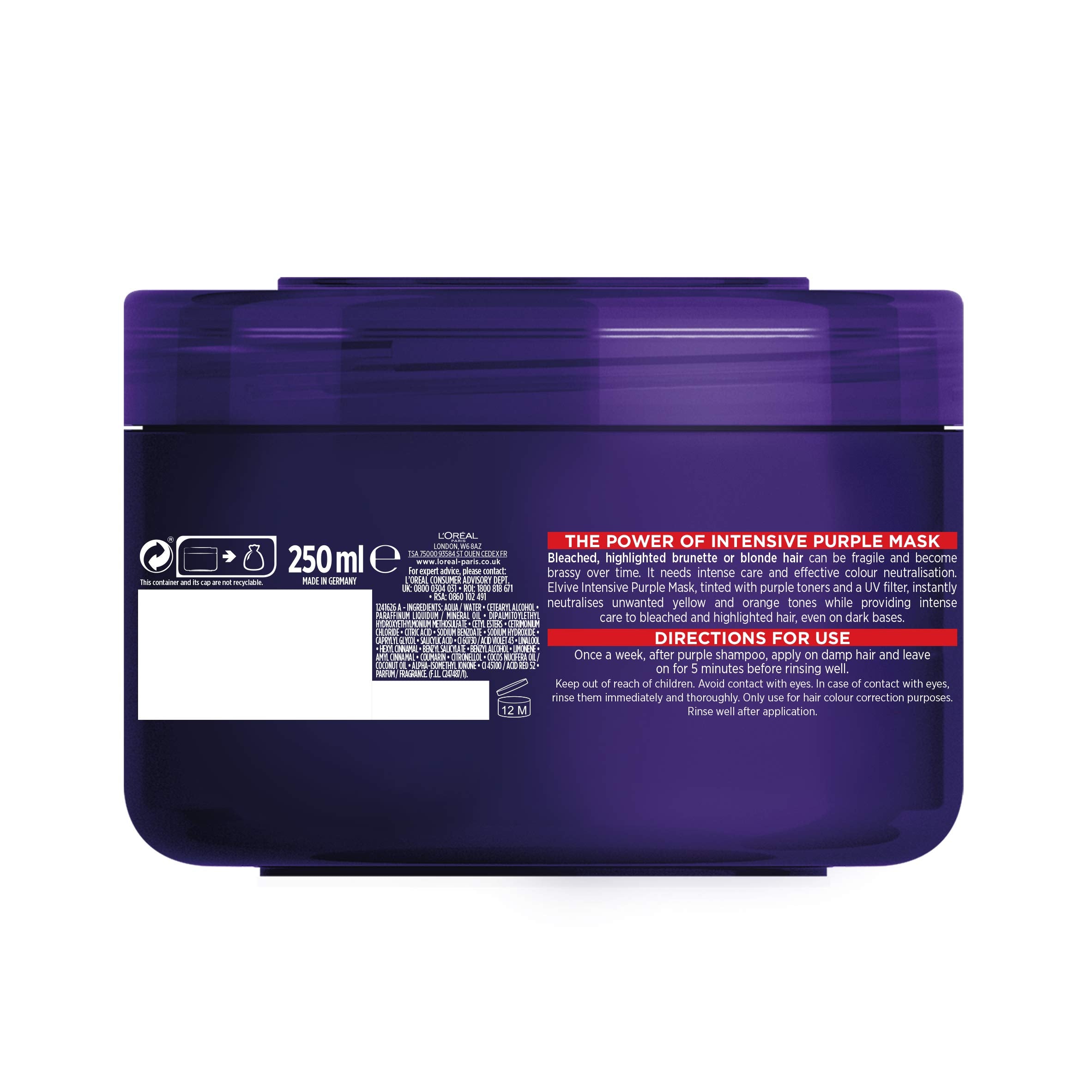 L'Oreal Paris Elvive Colour Protect Anti-Brassiness Purple Mask 250 ml 5