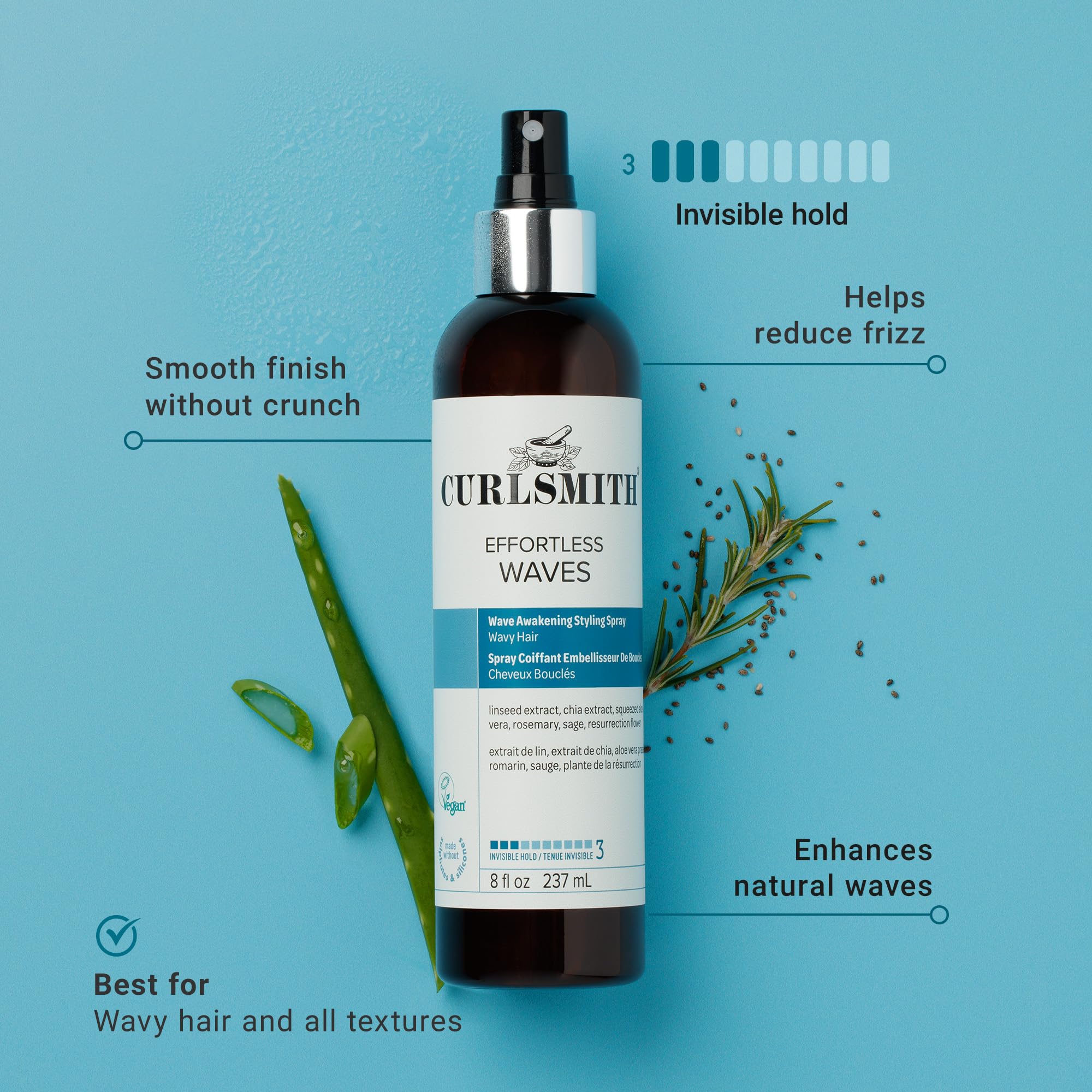 CURLSMITH Effortless Waves Styling Spray for Natural Shape and Frizz Reduction