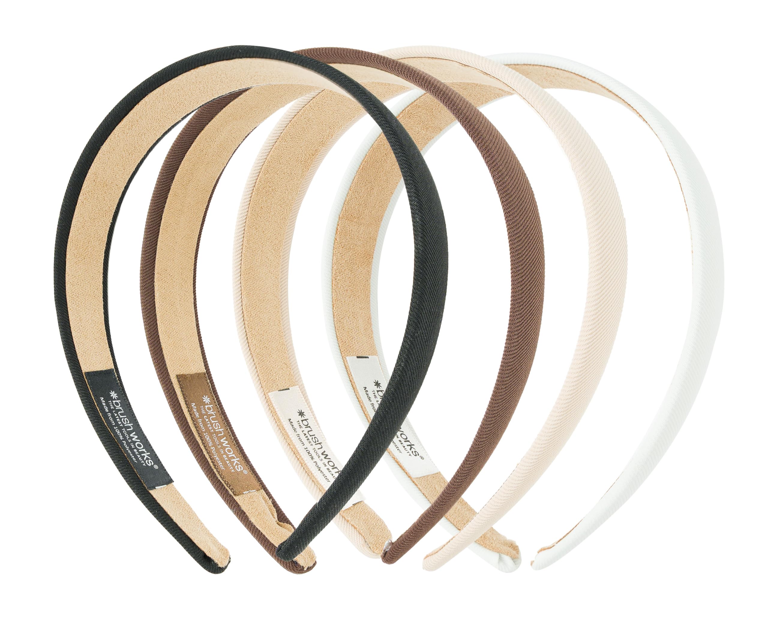 Brushworks Classic Headbands - 4 Pack Comfortable Lightweight Hair Bands for Styling & Workouts