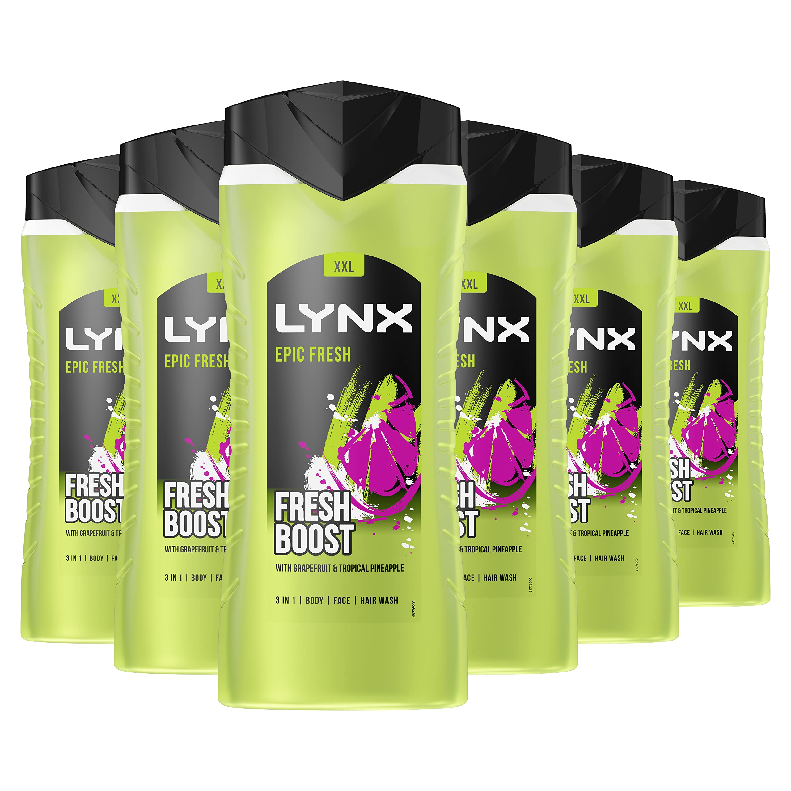 Lynx Men Epic Fresh 3-in-1 Hair, Face, and Body Wash with Grapefruit & Tropical Pineapple Scent