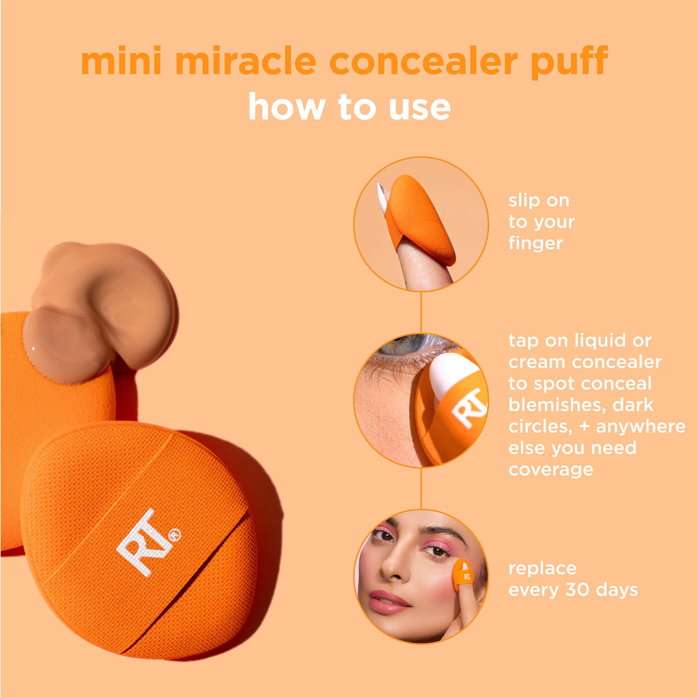 Real Techniques Mini Miracle Concealer Puff Trio for Targeted Concealing, 3 Count, Vegan & Cruelty-Free 4
