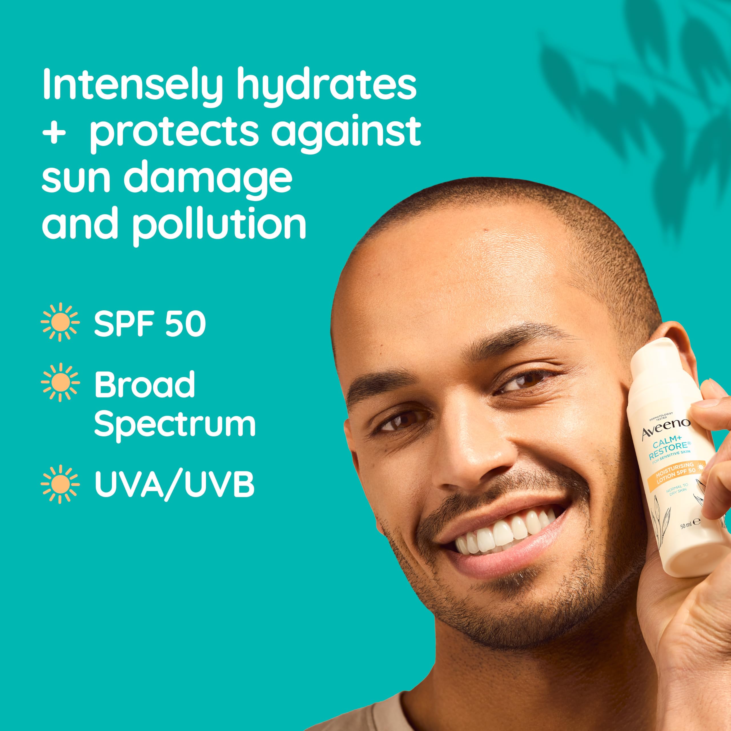 Aveeno Face CALM+RESTORE Moisturising Lotion SPF 50 - 50ml, Lightweight Hydration 6