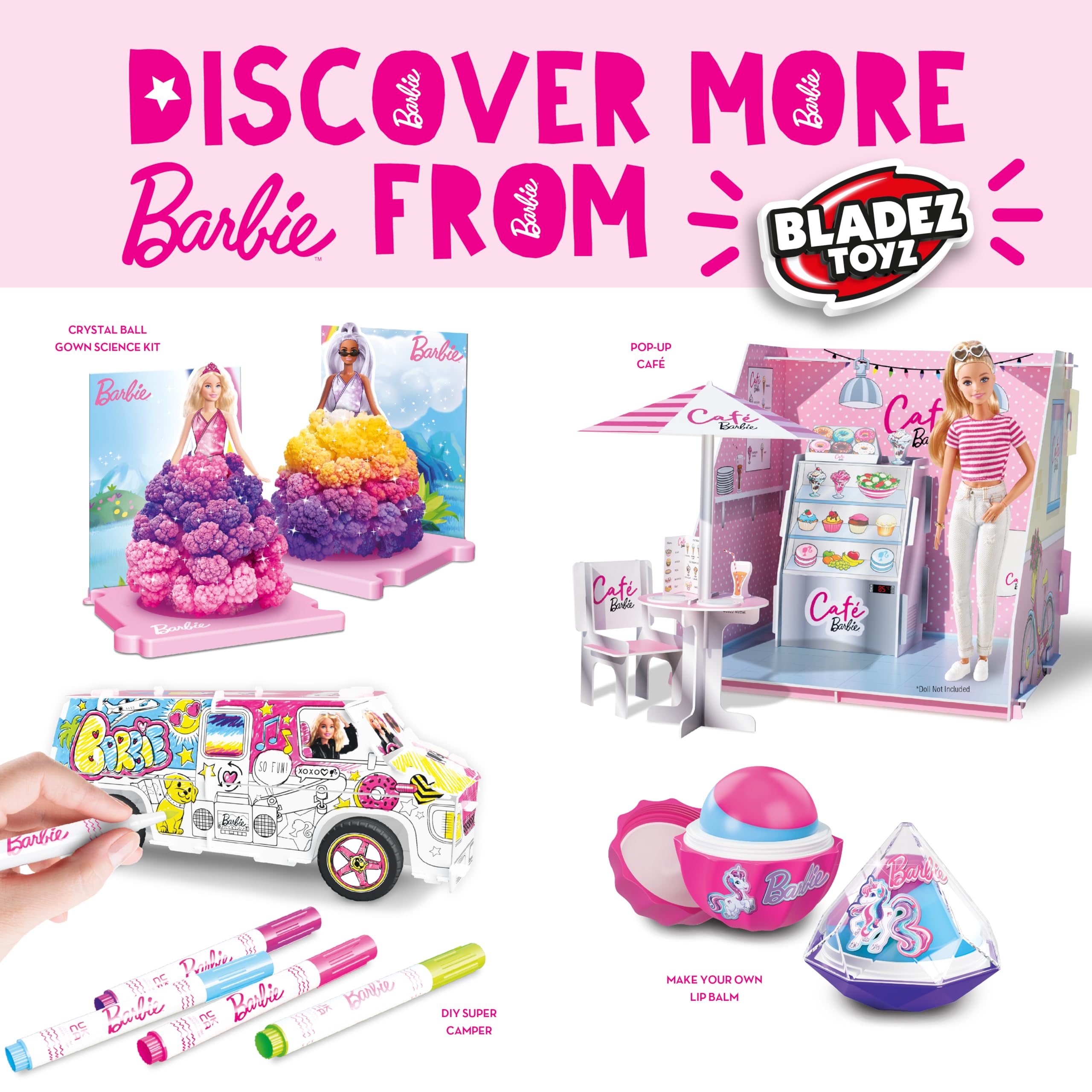 BLADEZ Barbie DIY Bath Fizzers Kit with Pink Colour and Peach Scent 6