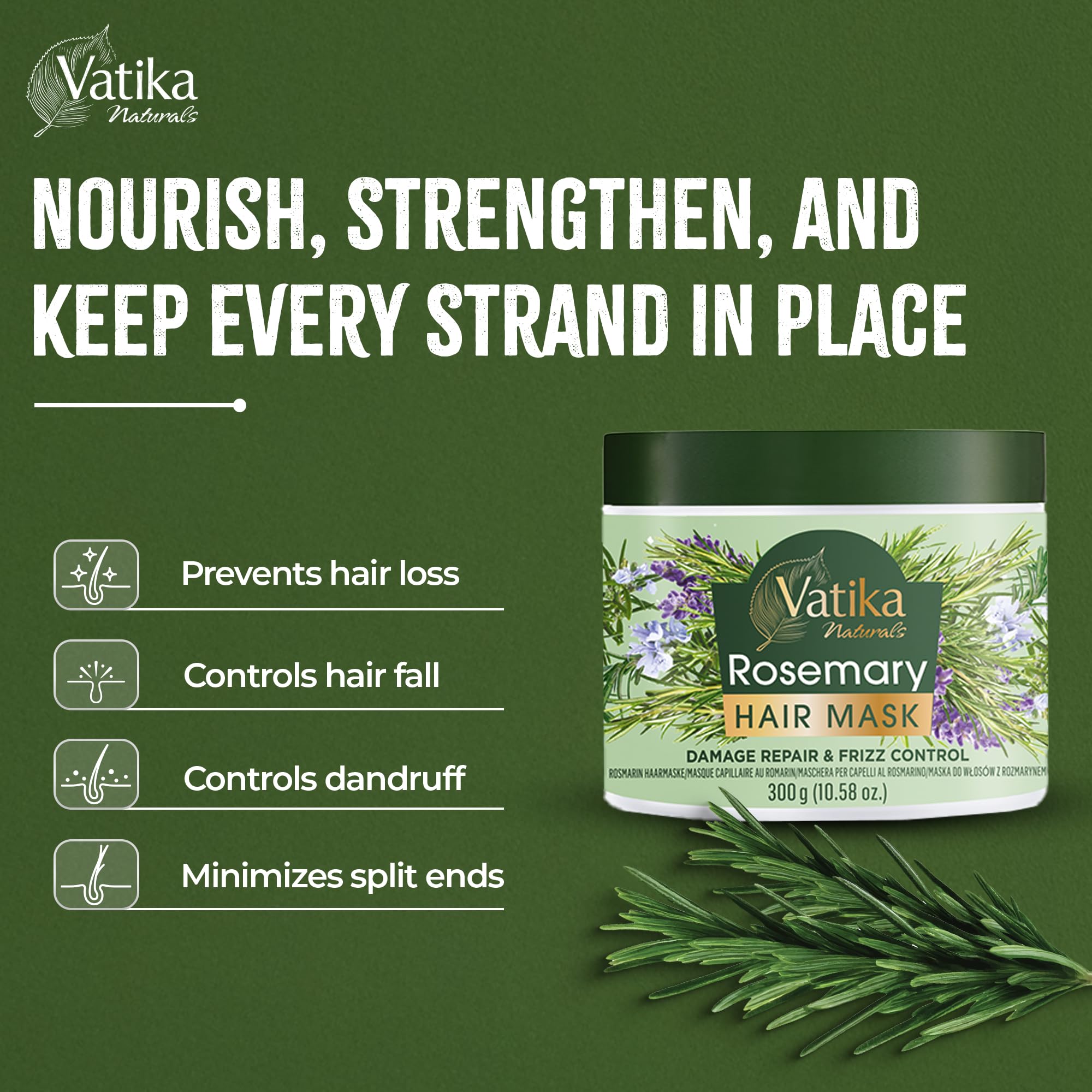 Vatika Natural Rosemary Deep Nourishment Hair Mask for Dry & Sensitive Scalps, 300 ml 6