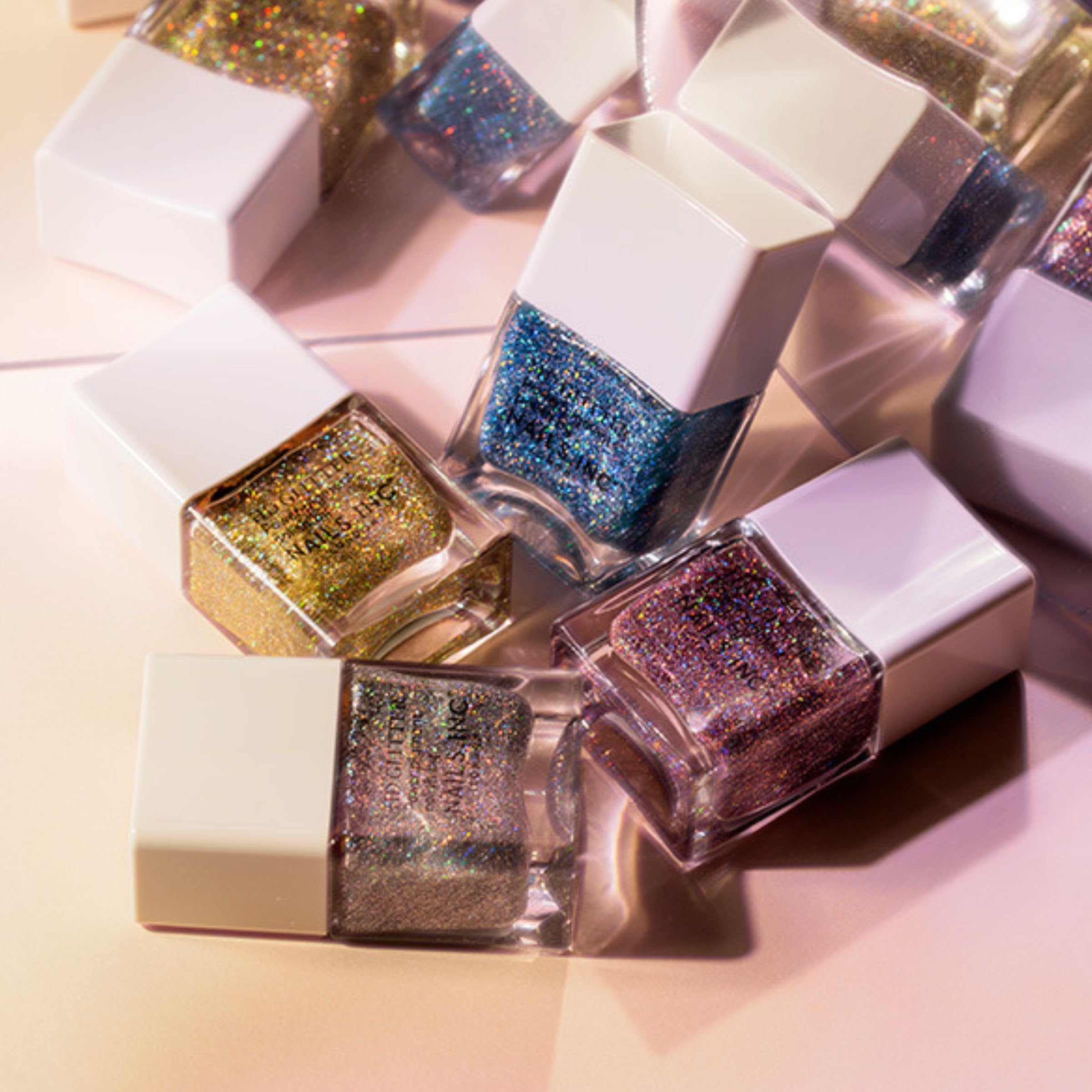 Nails Inc HD Glitter Nail Polish in Ring Light Ready Silver Metallic Glossy 5