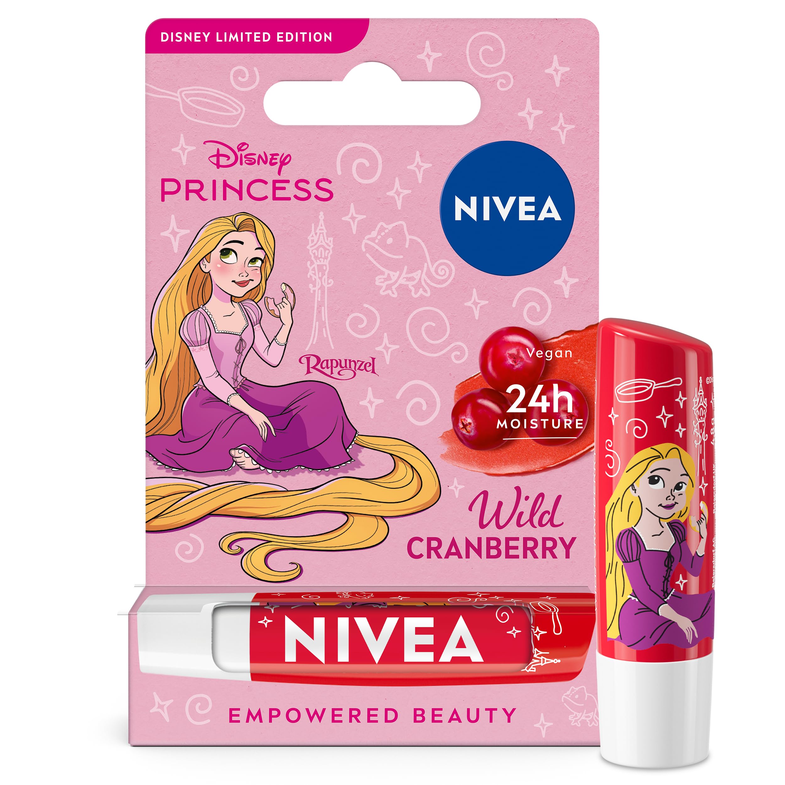 NIVEA Disney Princess Rapunzel Wild Cranberry Lip Balm (4.8g) with Shea Butter 1