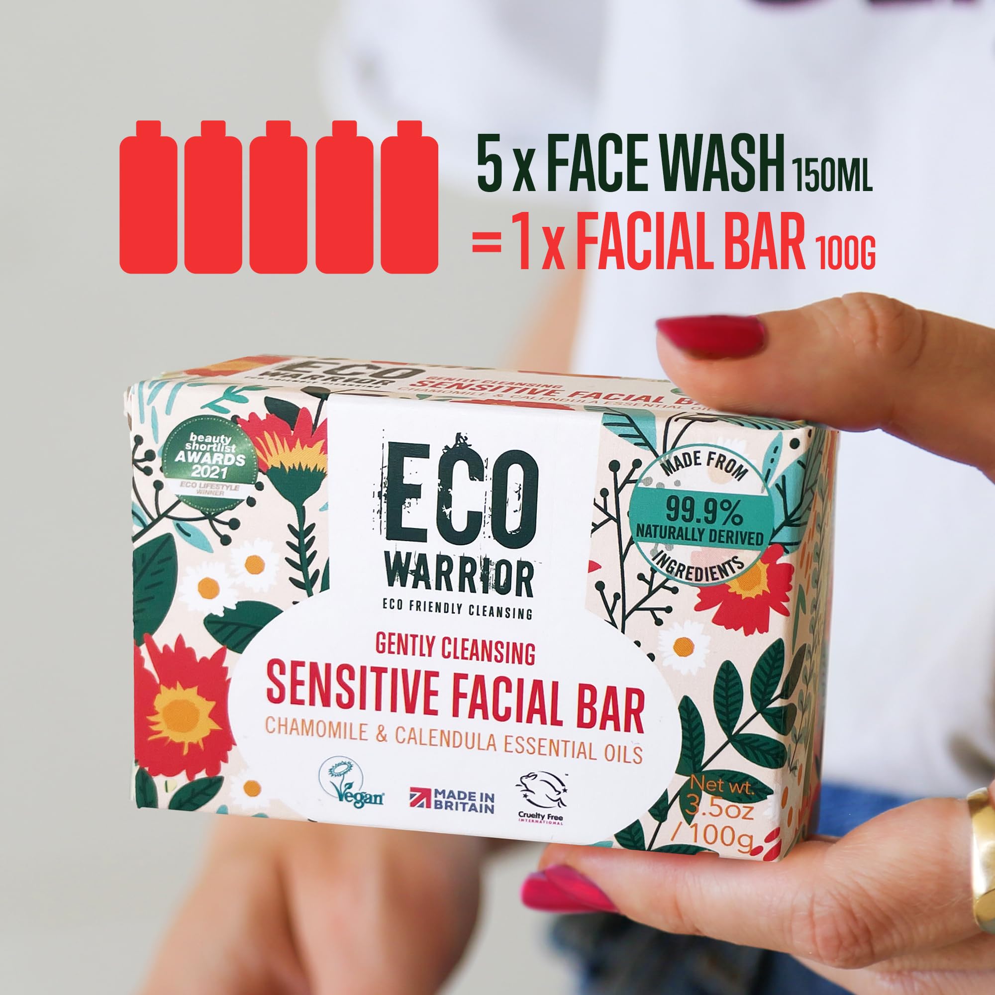 Eco Warrior Sensitive Facial Bar Soap | Vegan, Chamomile & Calendula Scent 3