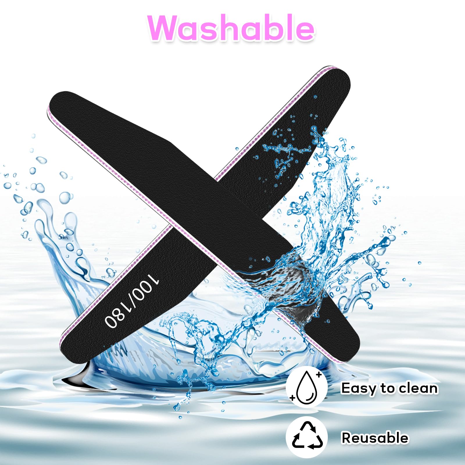 MOXYOY 10PCS Black Nail Files, 100/180 Grit Double-Sided Emery Boards for Professional Nail Shaping 5