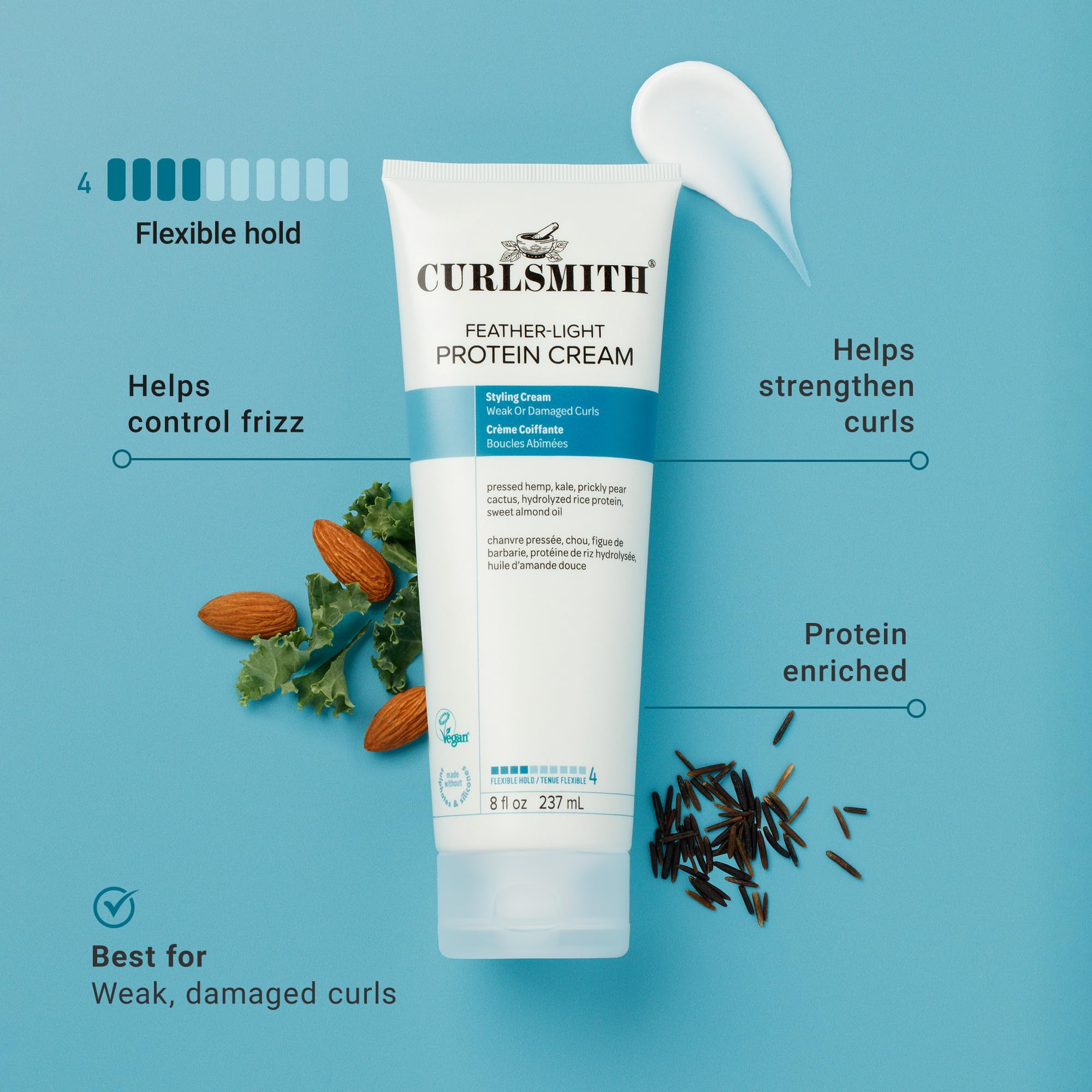 CURLSMITH Feather-Light Protein Cream for Weak, Damaged Hair Styling