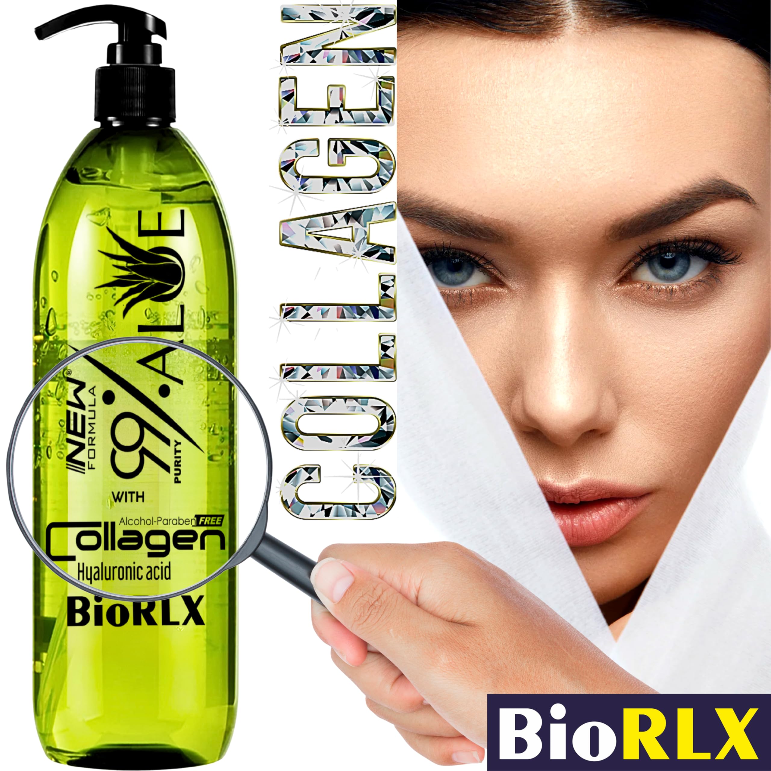 BioRLX 99% Aloe Vera Gel with Collagen & Hyaluronic Acid for Face, Body, Hair (8.5 fl.oz) 3