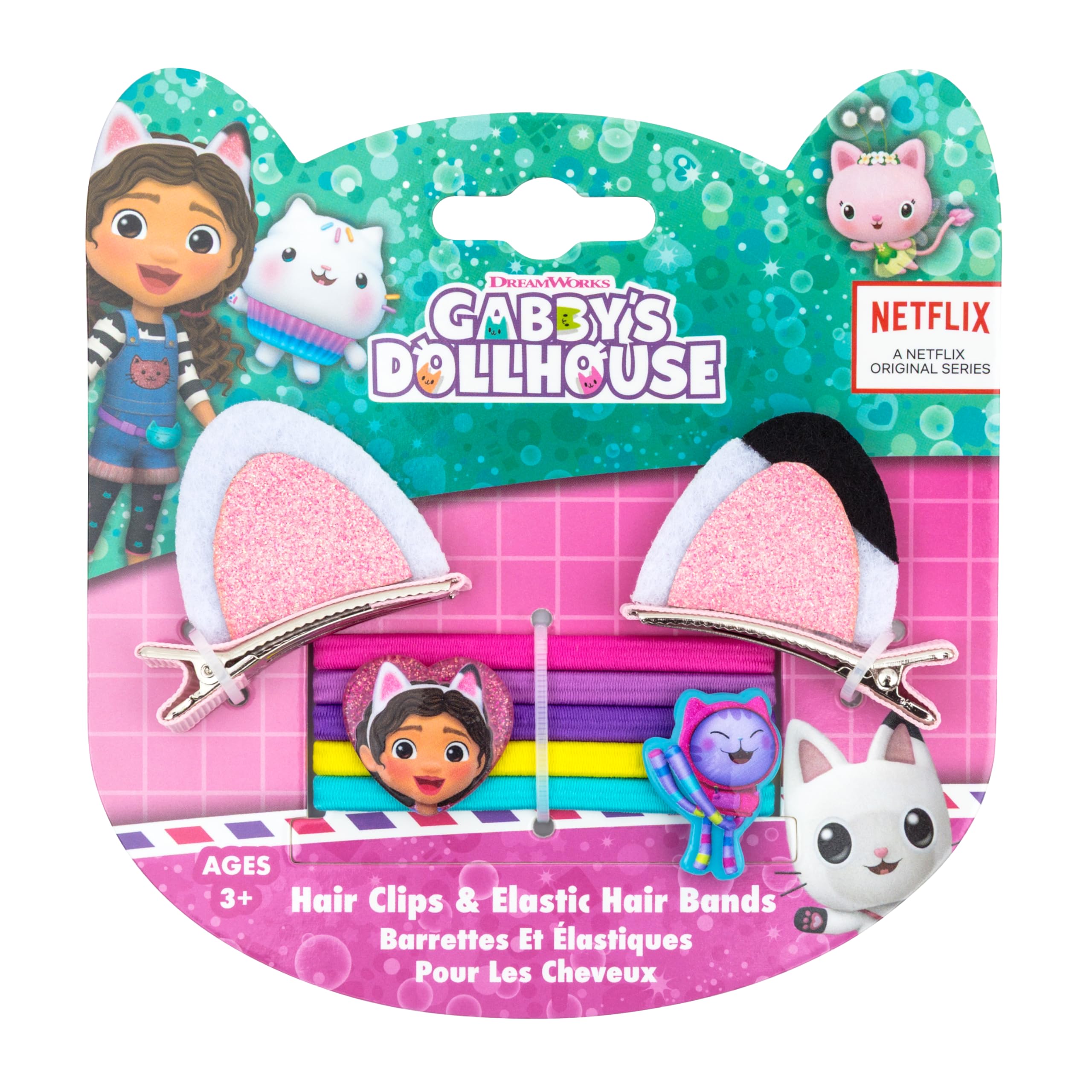 DREAMWORKS GABBY'S DOLLHOUSE Children's Hair Slide Ears & Elastic Hair Tie Set (Ages 3+)