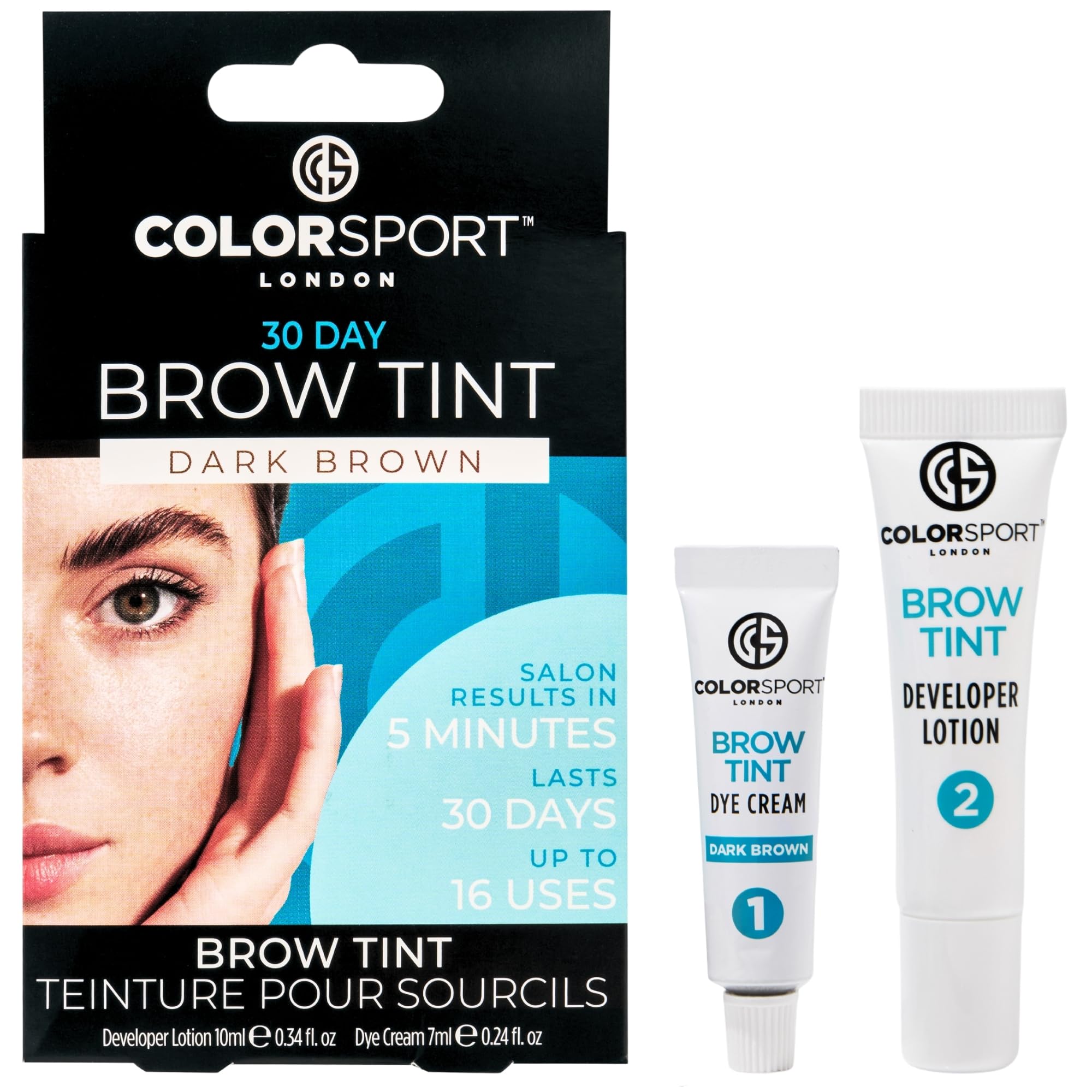 Colorsport 30 Day Brow Tint Kit, Dark Brown - Semi-Permanent Eyebrow Definition
