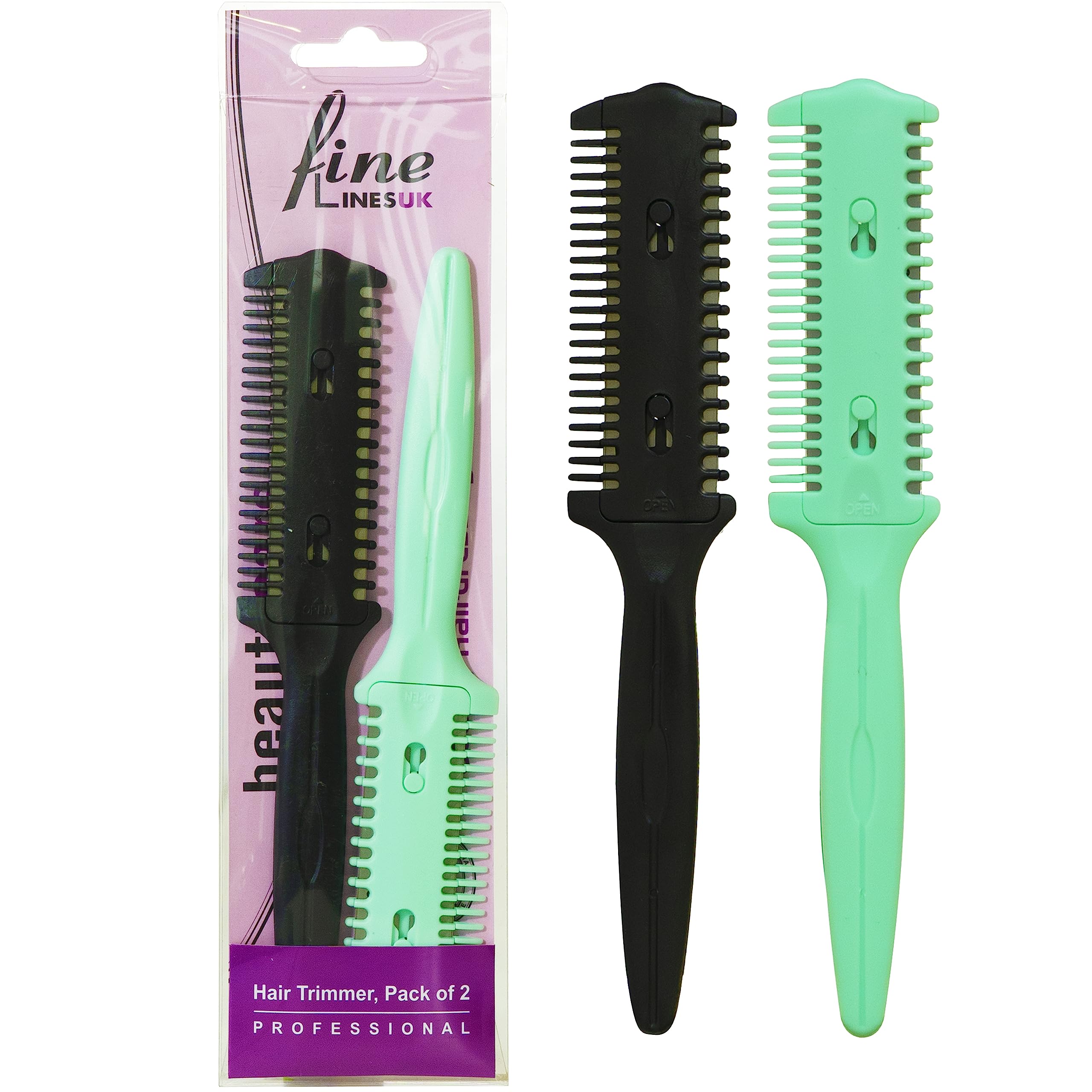 Fine Lines Double Sided Hair Razor Comb, Pack of 2 - Thinning and Split End Remover