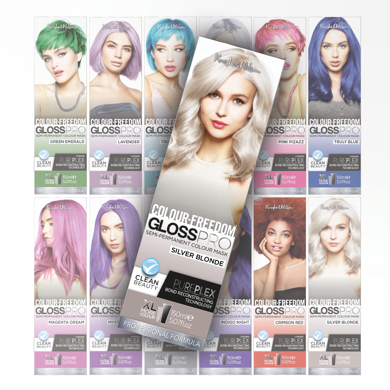 Knight & Wilson Colour Freedom Gloss Pro Silver Blonde Semi-Permanent Hair Colour Mask 150ml 7